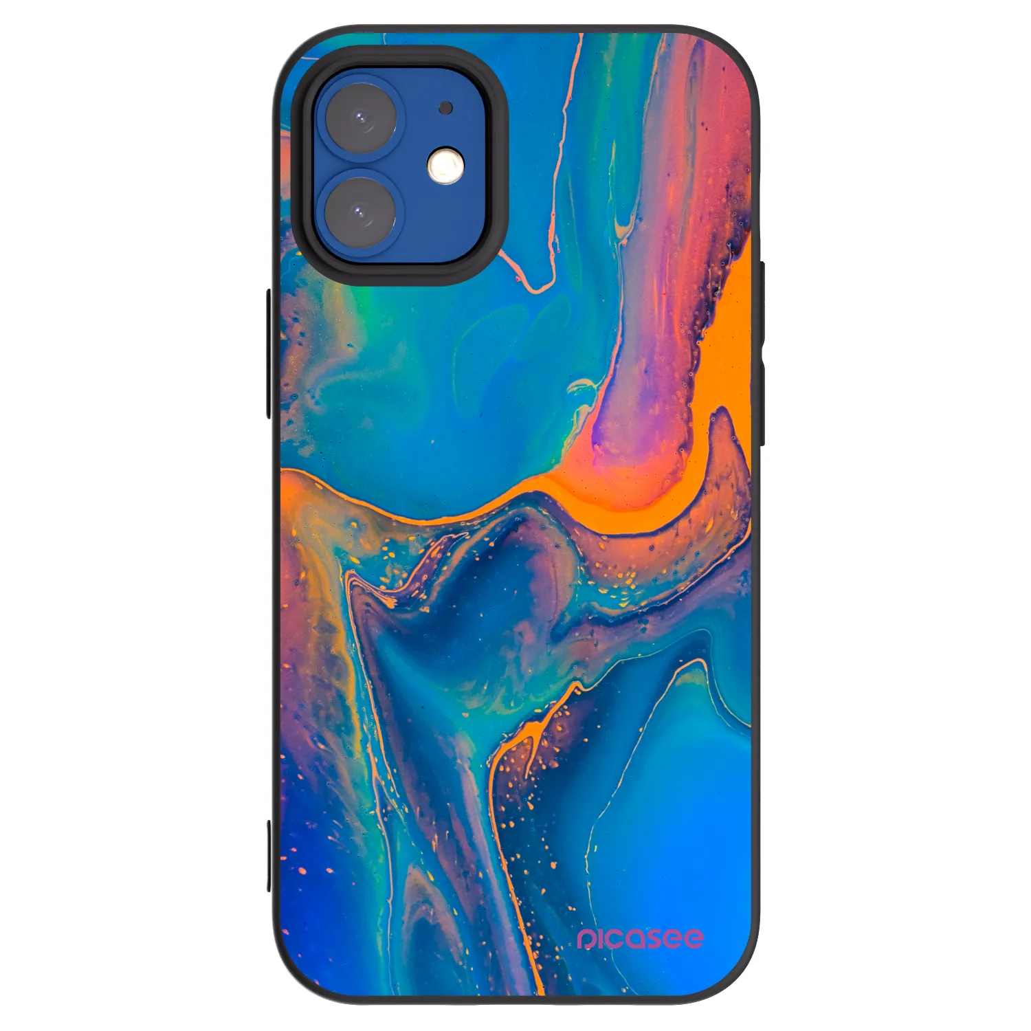 Picasee silikonowe czarne etui na Apple iPhone 12 mini - Rainbow