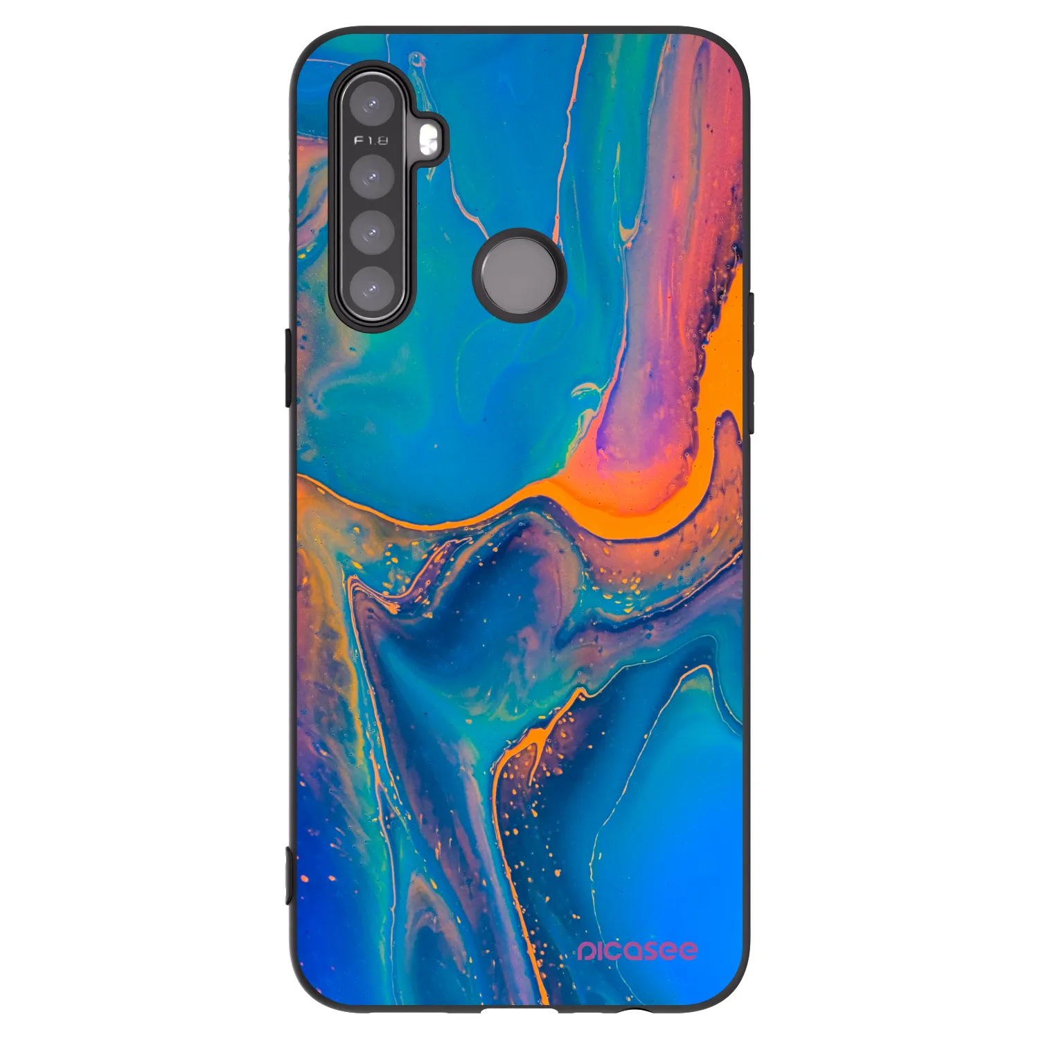 Picasee silikonowe czarne etui na Realme 5 - Rainbow