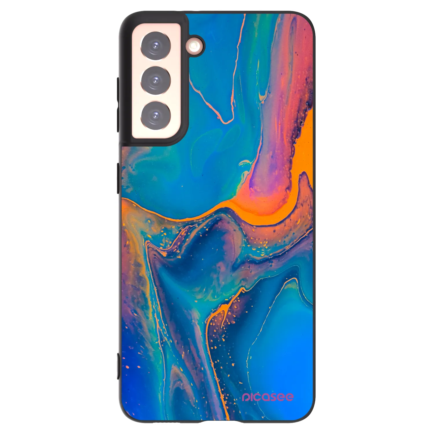 Picasee silikonowe czarne etui na Samsung Galaxy S21 5G G991B - Rainbow