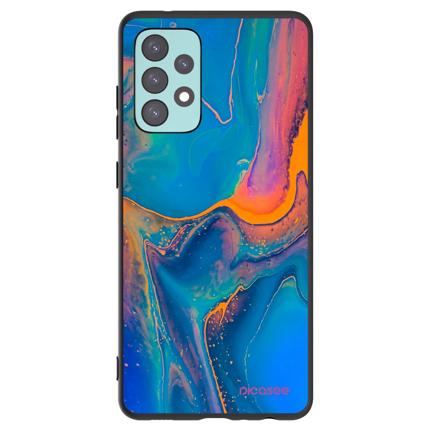 Picasee silikonowe czarne etui na Samsung Galaxy A72 A725F - Rainbow