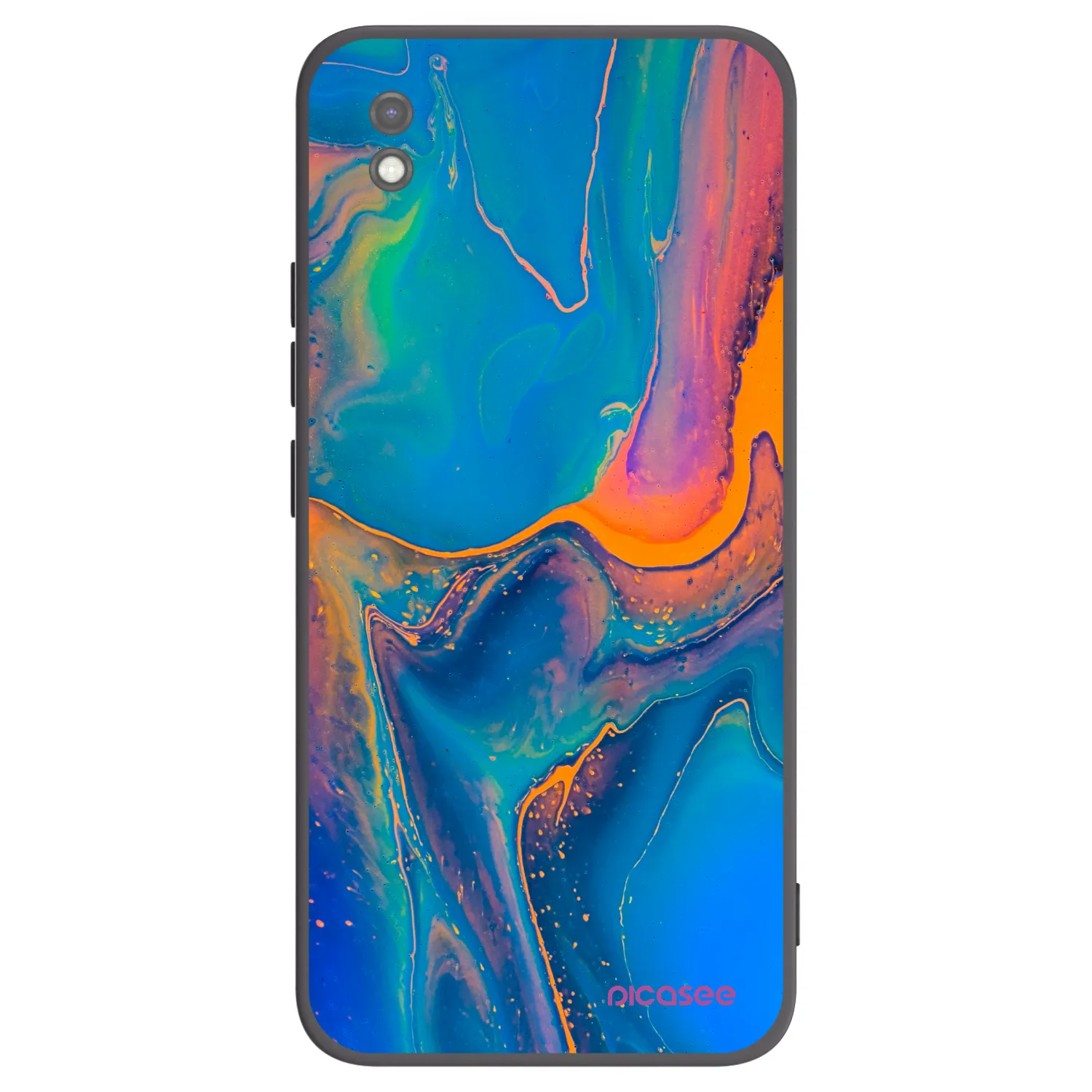 Picasee silikonowe czarne etui na Xiaomi Redmi 9AT - Rainbow