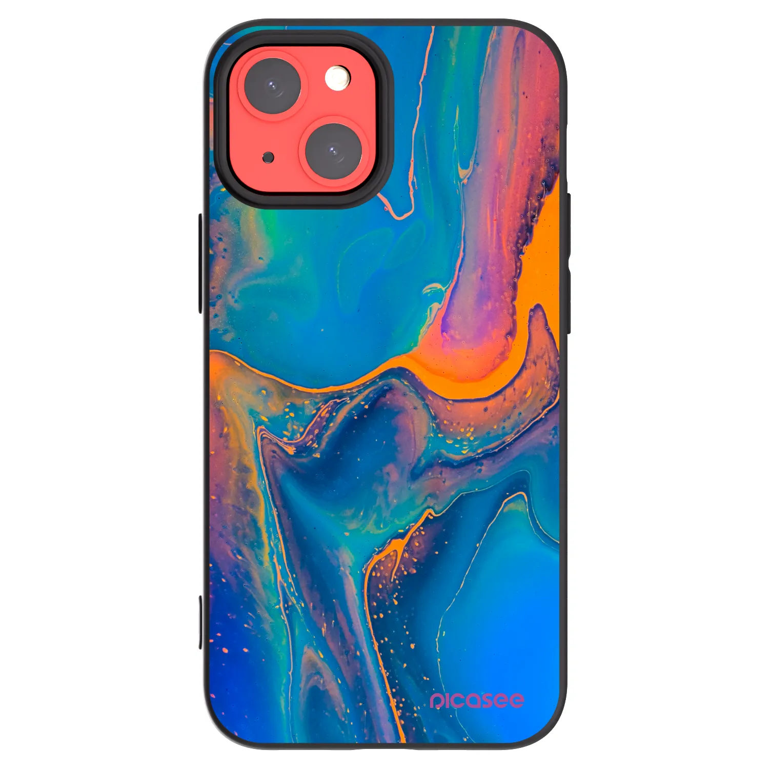 Picasee silikonowe czarne etui na Apple iPhone 13 mini - Rainbow