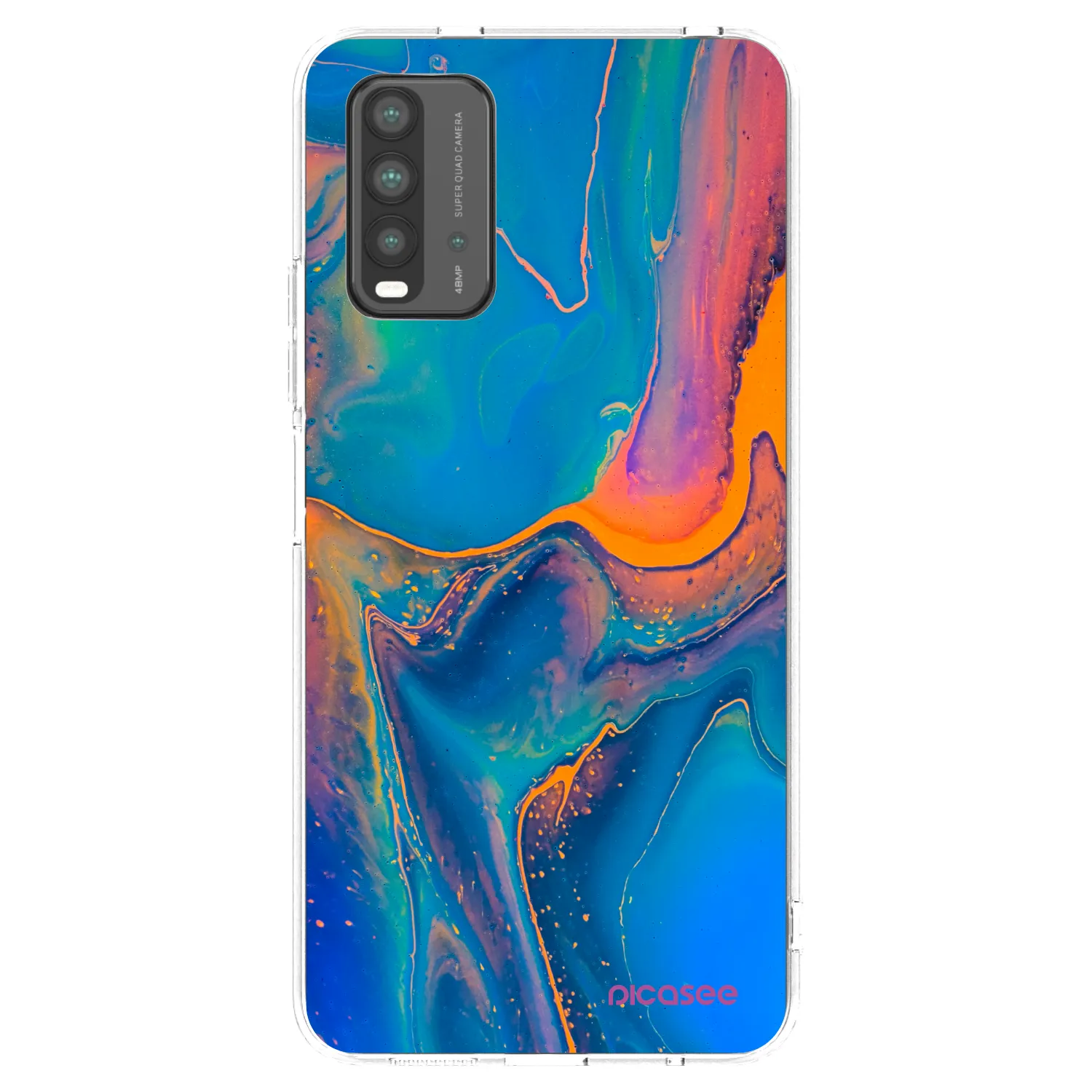 Picasee silikonowe czarne etui na Xiaomi Redmi 9T - Rainbow
