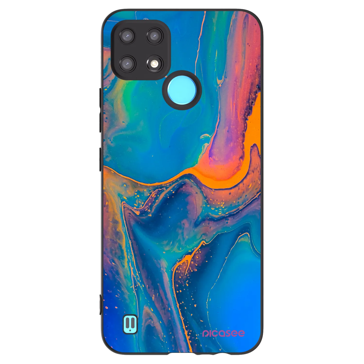 Picasee silikonowe czarne etui na Realme C21 - Rainbow