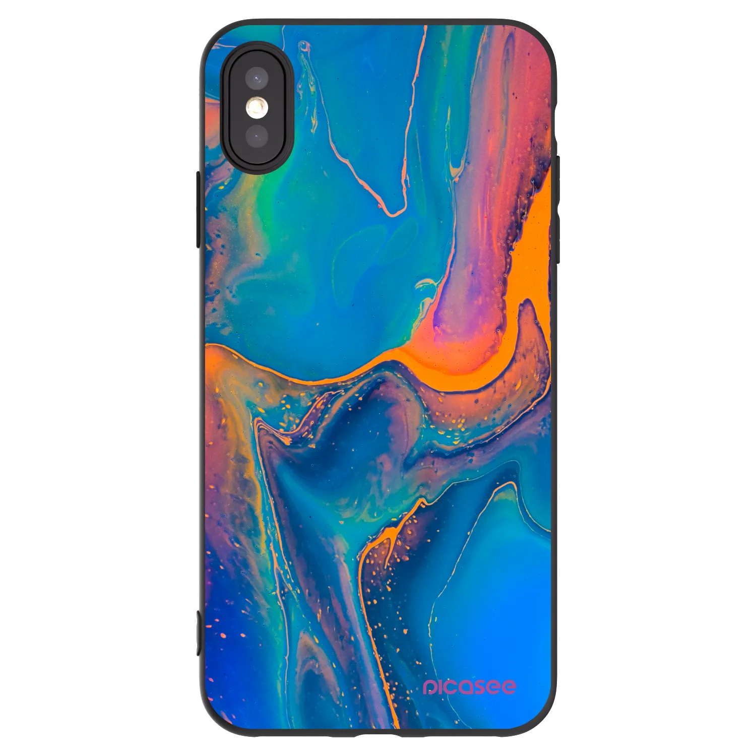 Picasee silikonowe czarne etui na Apple iPhone XS Max - Rainbow