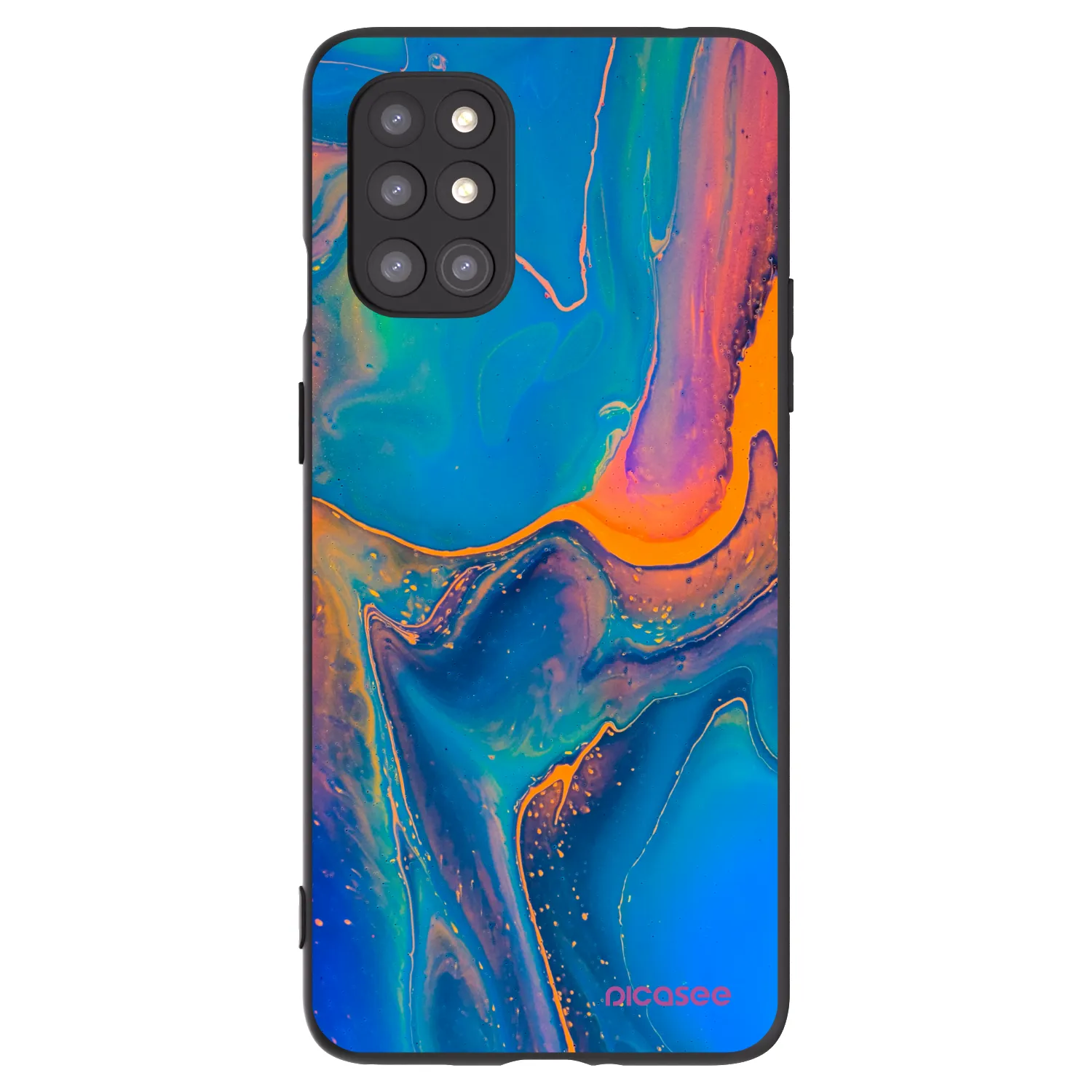 Picasee silikonowe czarne etui na OnePlus 8T - Rainbow