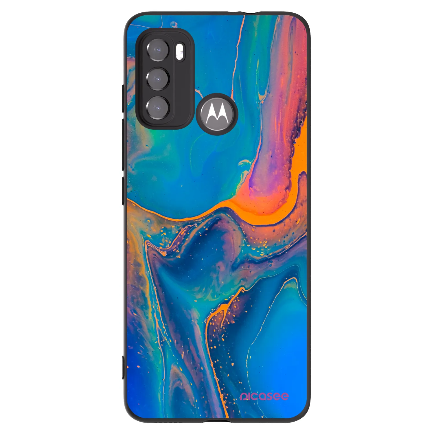 Picasee silikonowe czarne etui na Motorola Moto G60 - Rainbow