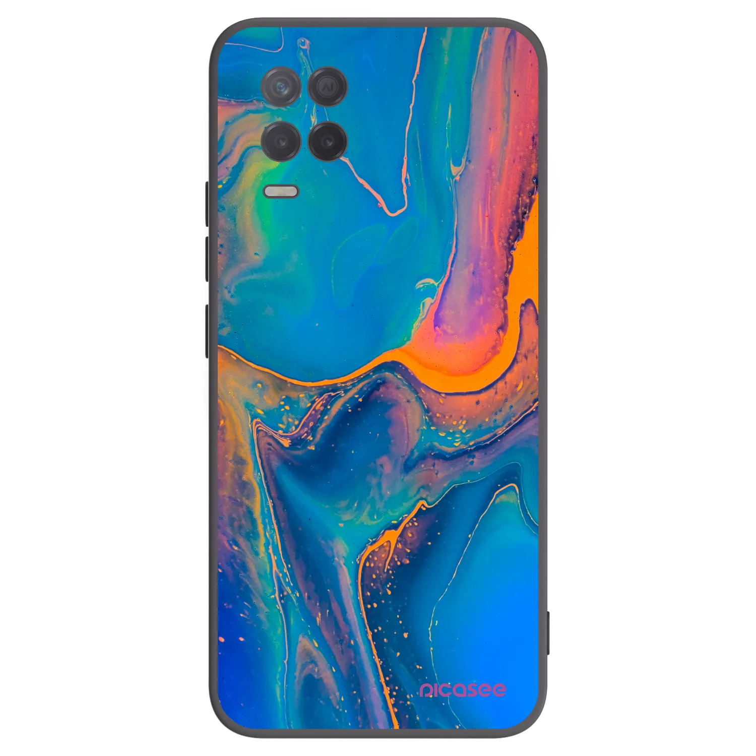 Picasee silikonowe czarne etui na Realme 8 5G - Rainbow