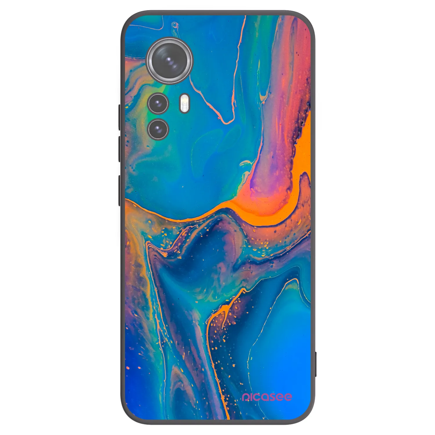 Picasee silikonowe czarne etui na Xiaomi 12 - Rainbow