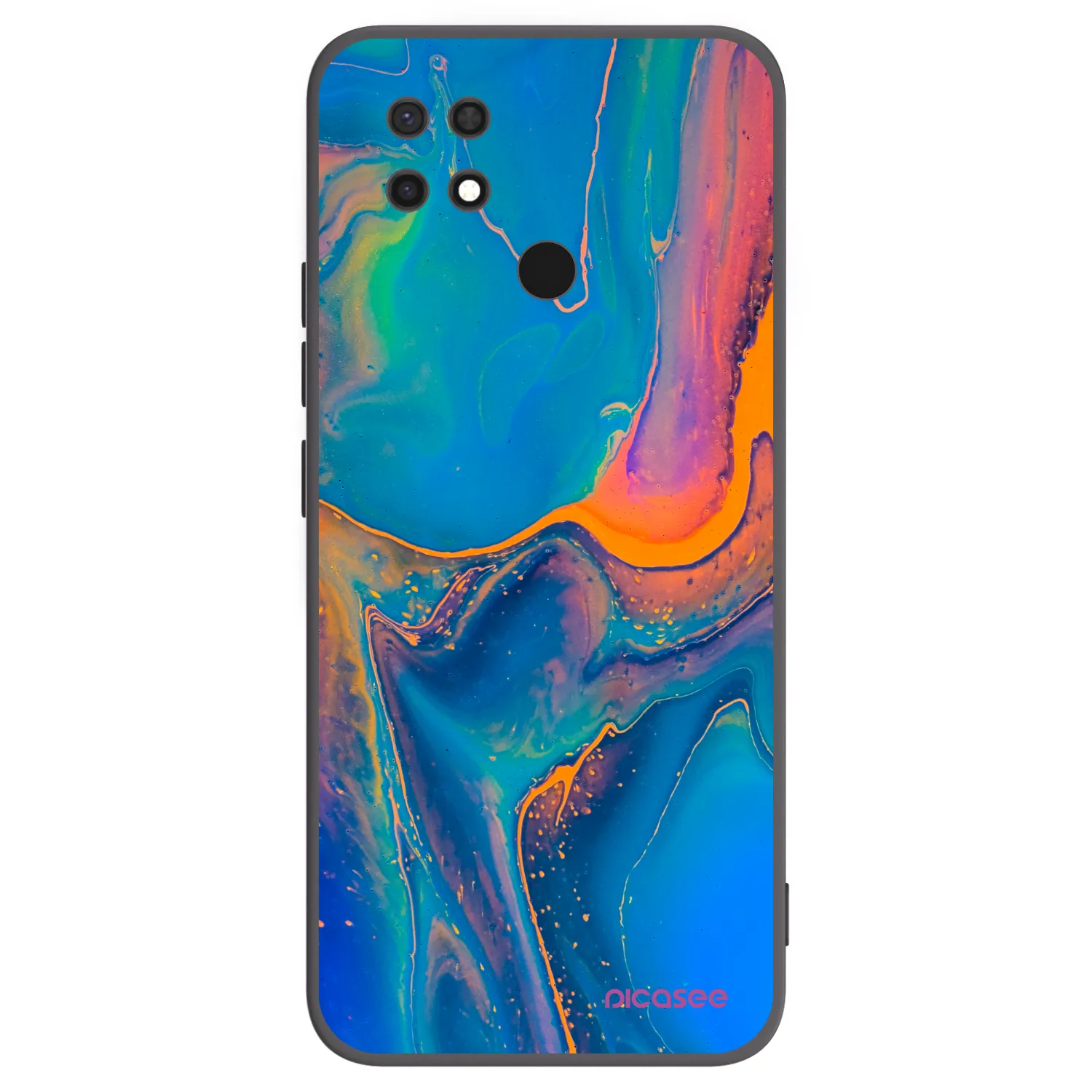 Picasee silikonowe czarne etui na Xiaomi Redmi 10C - Rainbow