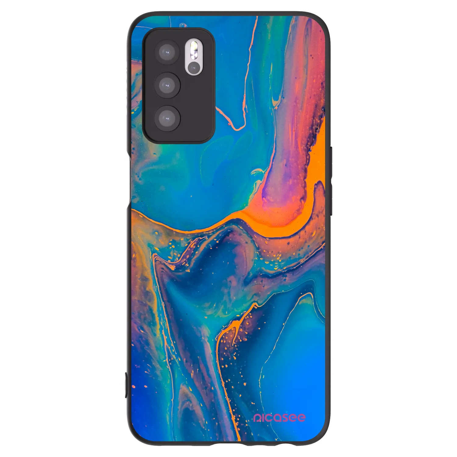 Picasee silikonowe czarne etui na OPPO A16s - Rainbow
