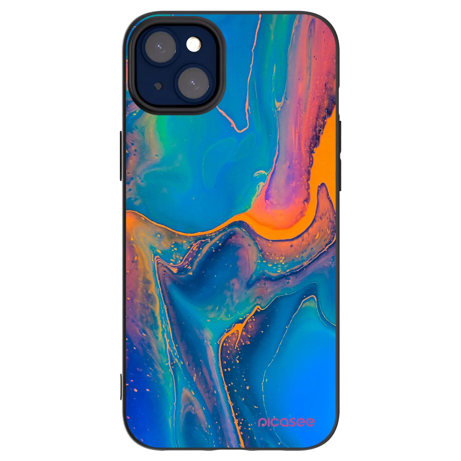 Picasee silikonowe czarne etui na Apple iPhone 14 Plus - Rainbow