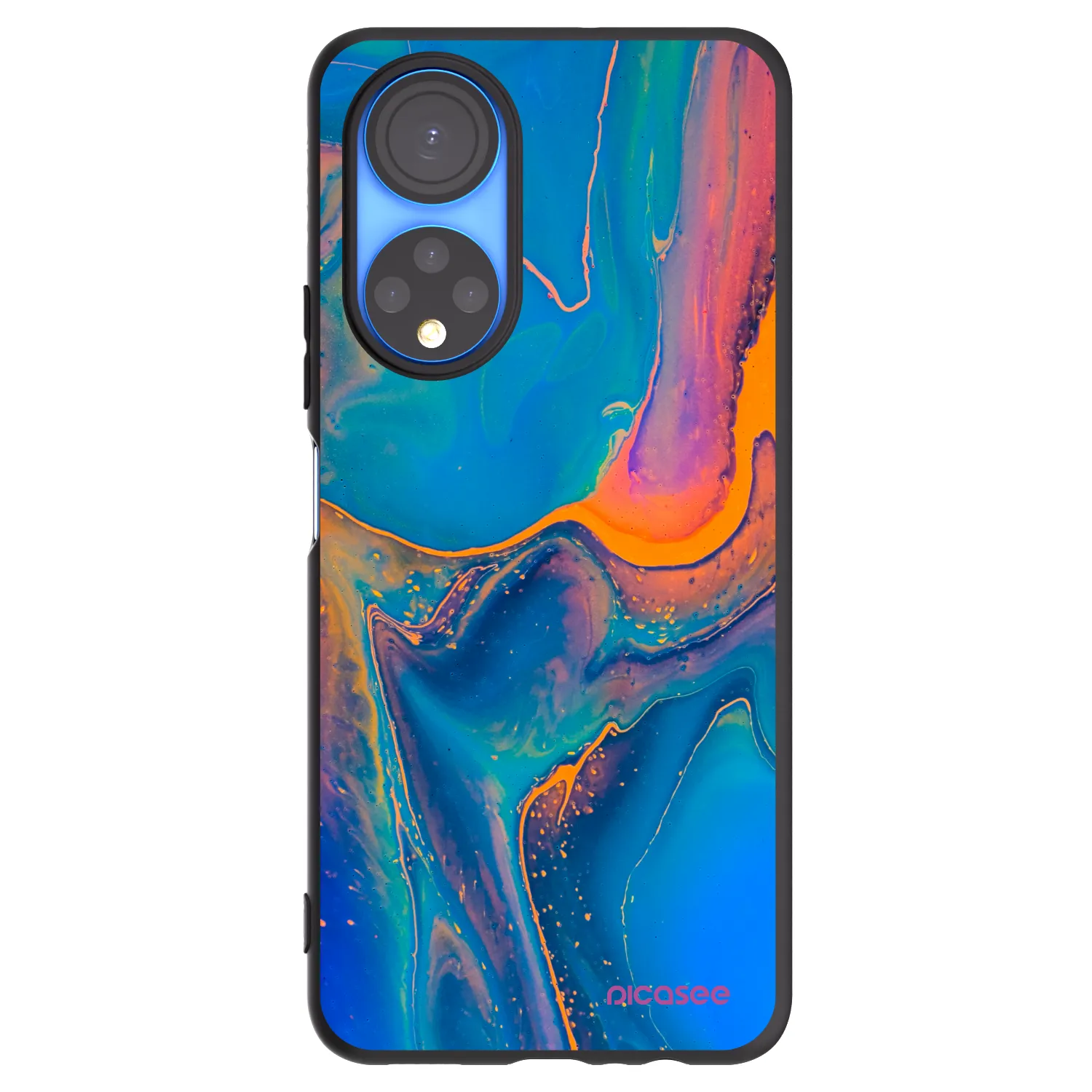 Picasee silikonowe czarne etui na Honor X7 - Rainbow