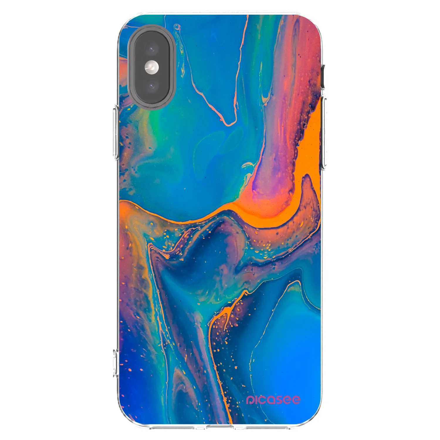 Picasee silikonowe przeźroczyste etui na Apple iPhone X/XS - Rainbow