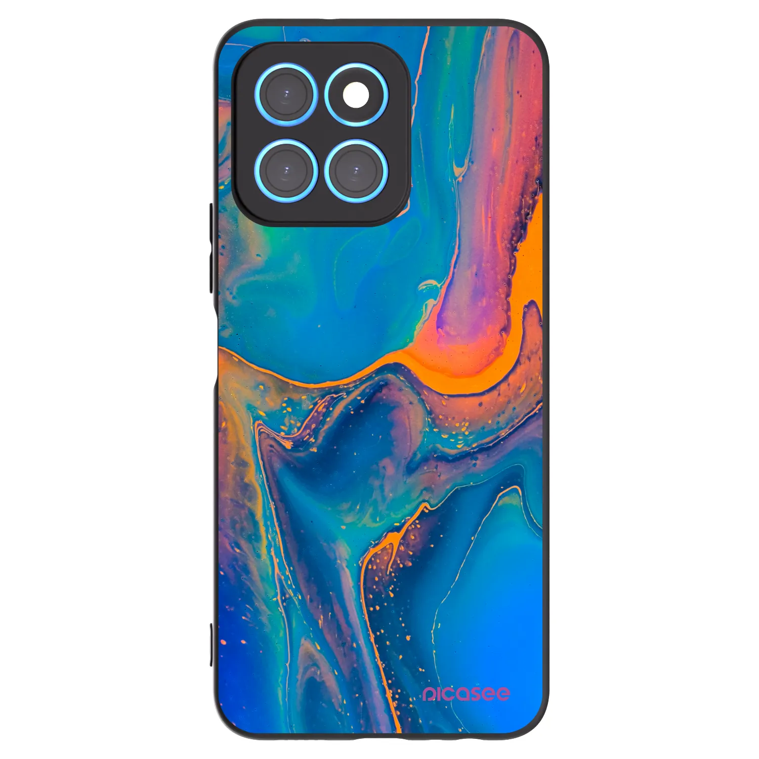 Picasee silikonowe czarne etui na Honor X8 5G - Rainbow