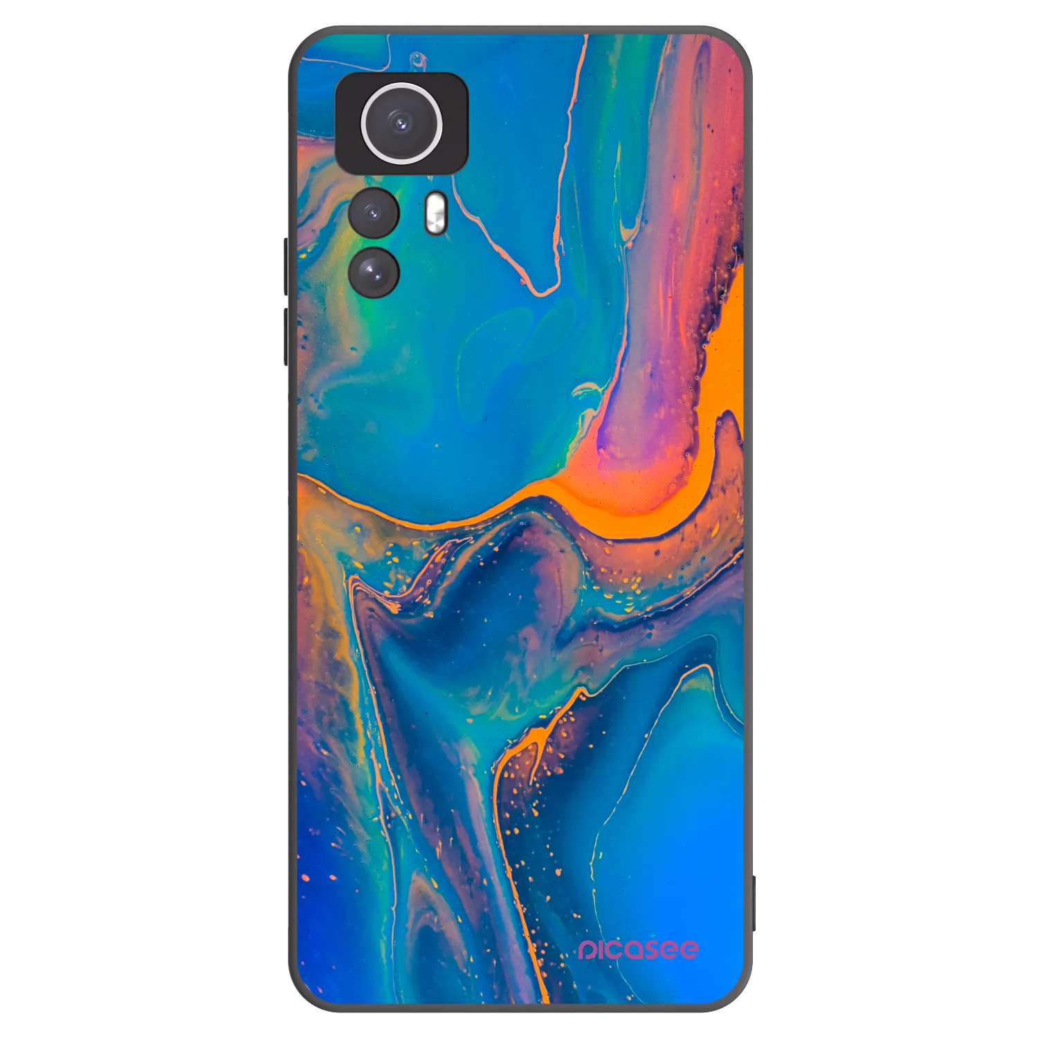 Picasee silikonowe czarne etui na Xiaomi Redmi Note 12S - Rainbow