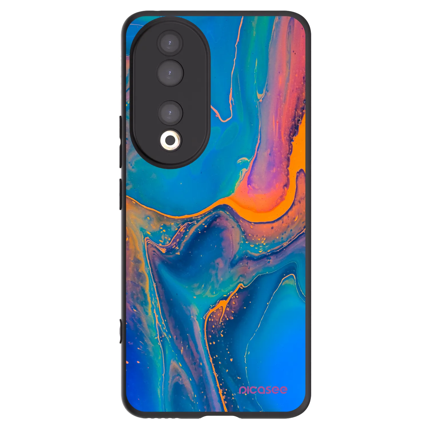Picasee silikonowe czarne etui na Honor 90 5G - Rainbow