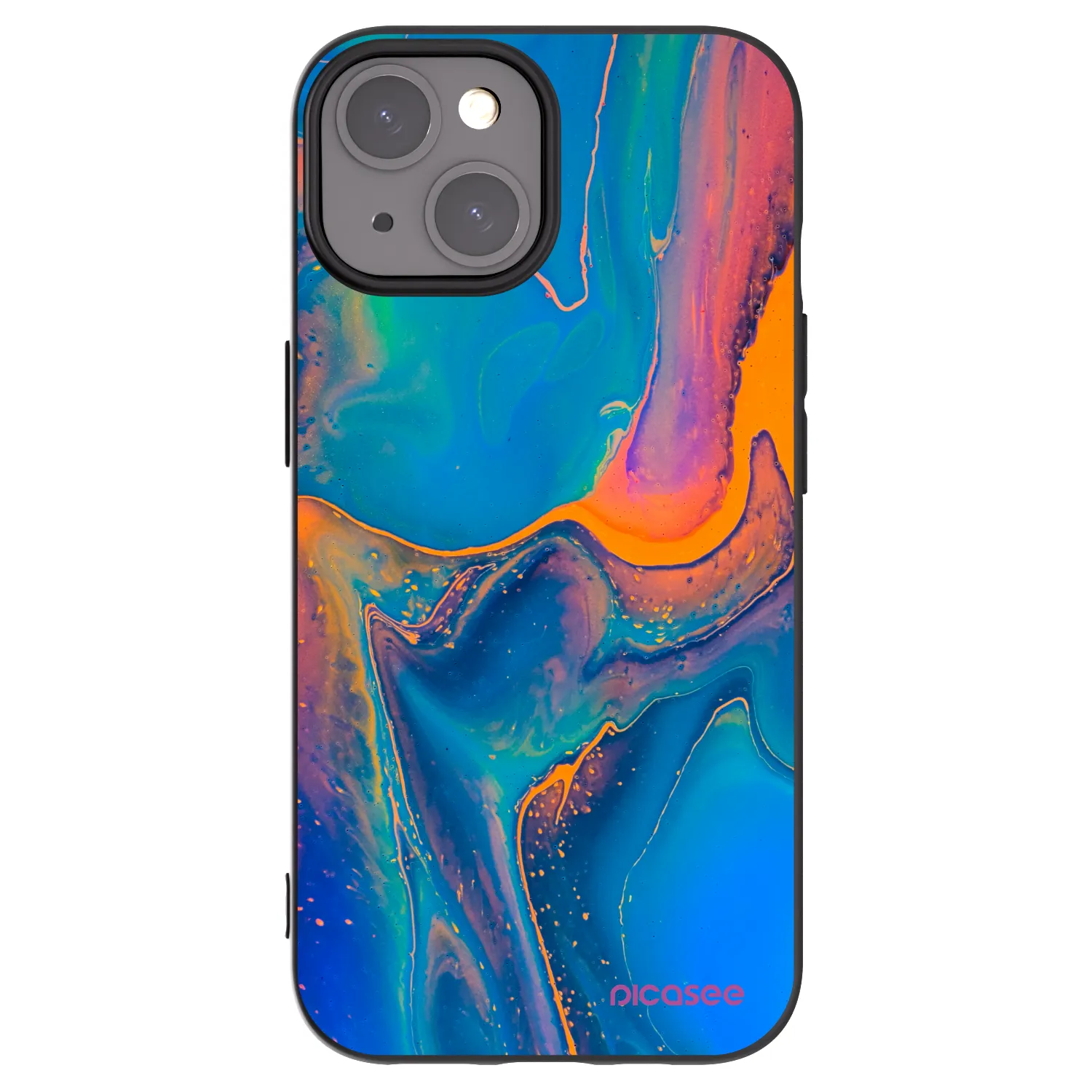 Picasee silikonowe czarne etui na Apple iPhone 15 - Rainbow
