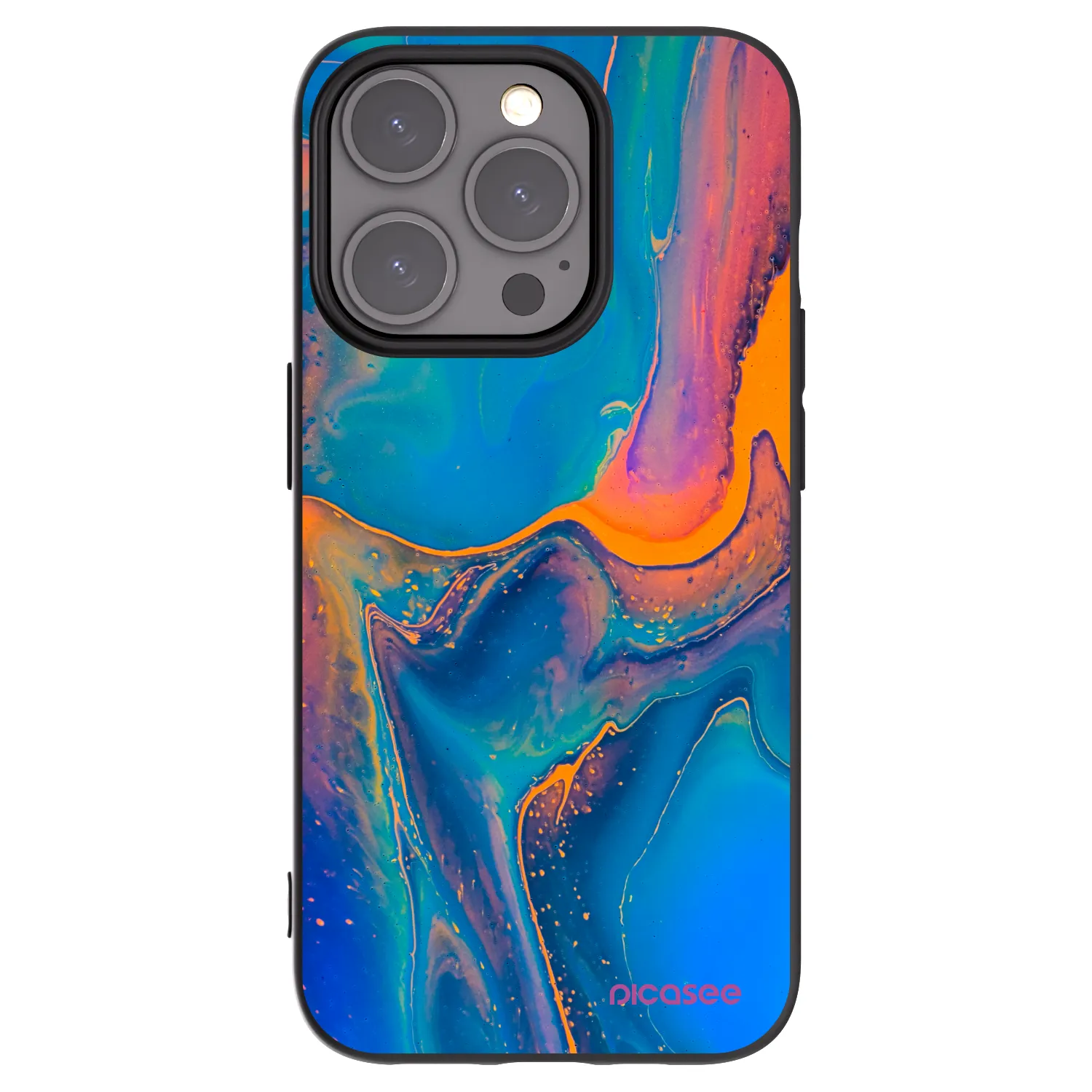 Picasee silikonowe czarne etui na Apple iPhone 15 Pro - Rainbow