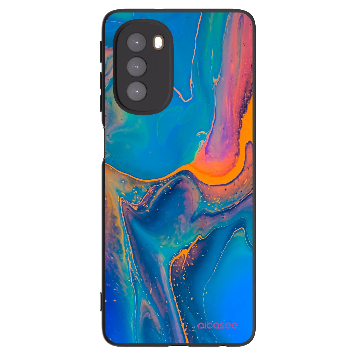 Picasee silikonowe czarne etui na Motorola Moto G51 - Rainbow