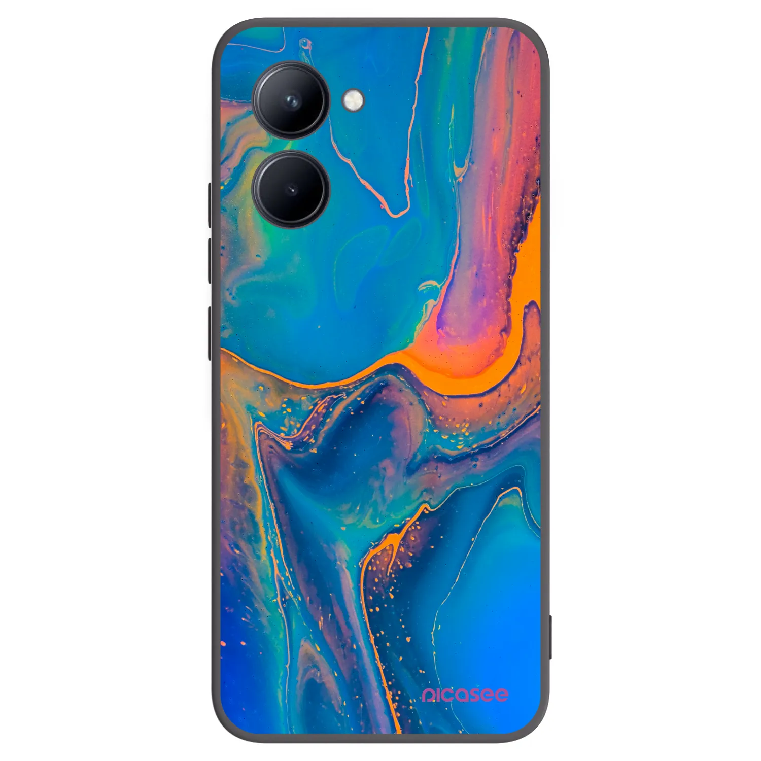 Picasee silikonowe czarne etui na Realme C33 (2023) - Rainbow