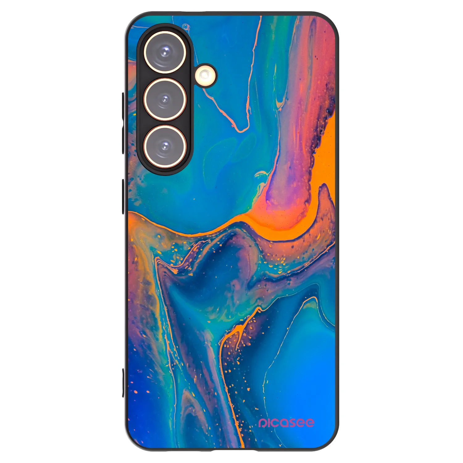 Picasee silikonowe czarne etui na Samsung Galaxy S24 S921B 5G - Rainbow
