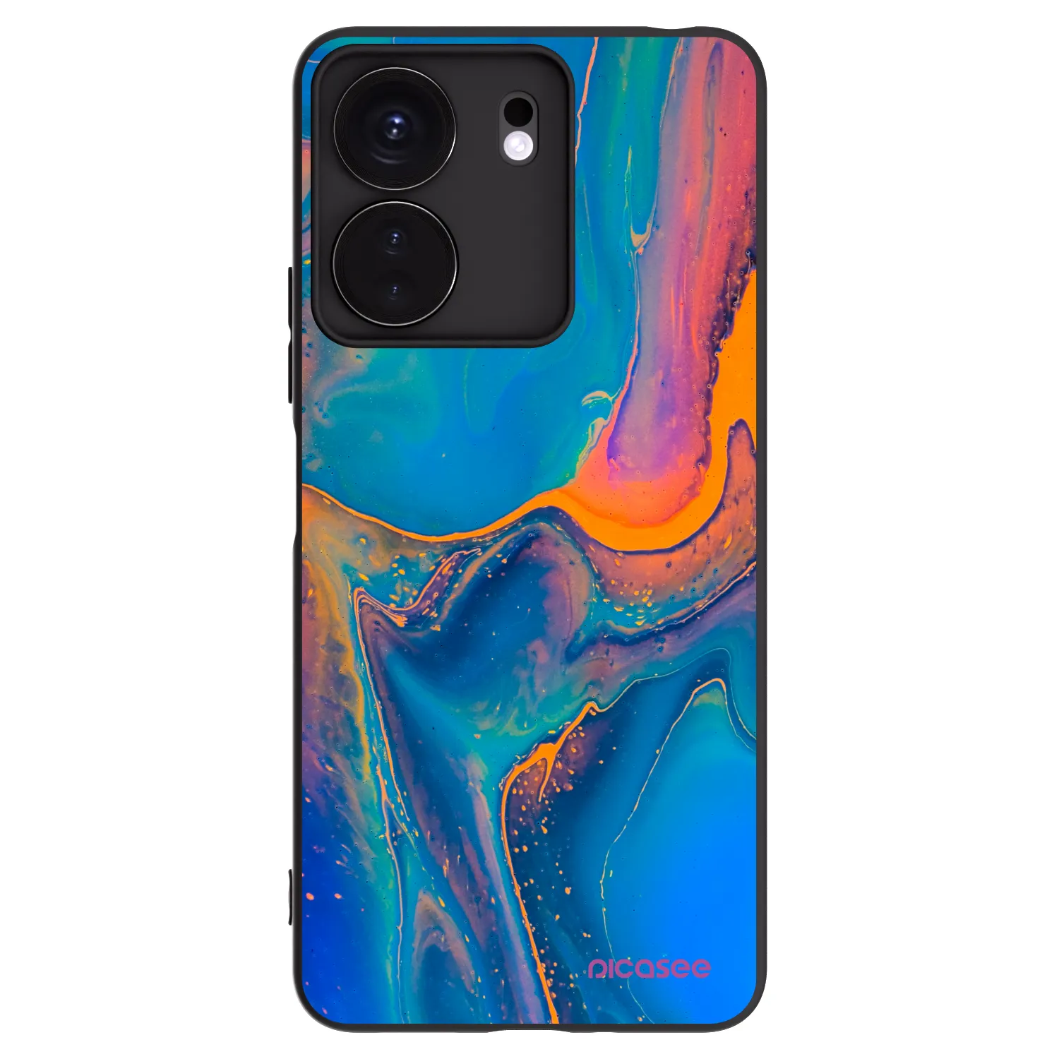 Picasee silikonowe czarne etui na Xiaomi Redmi 13C 4G - Rainbow