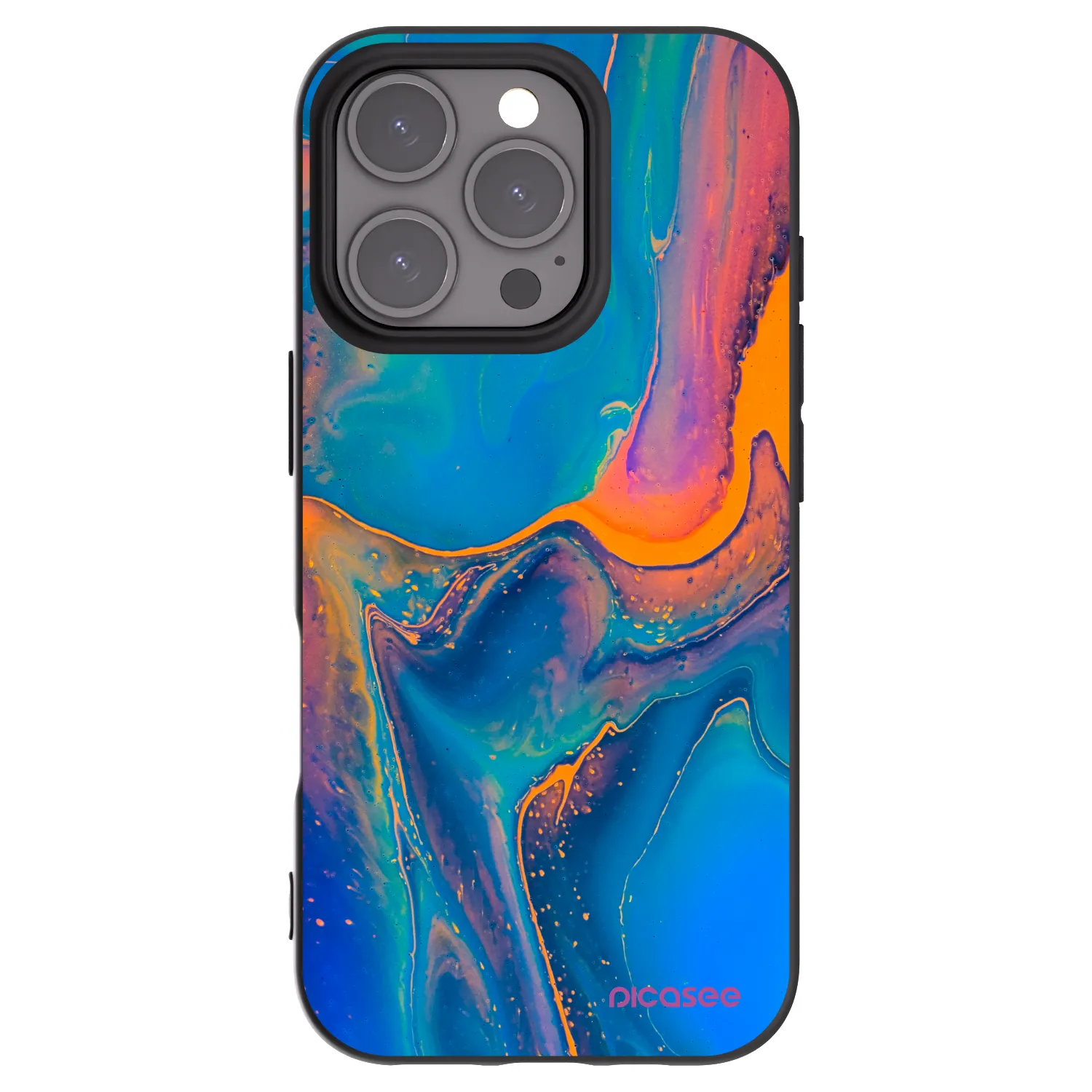 Picasee silikonowe czarne etui na Apple iPhone 16 Pro - Rainbow