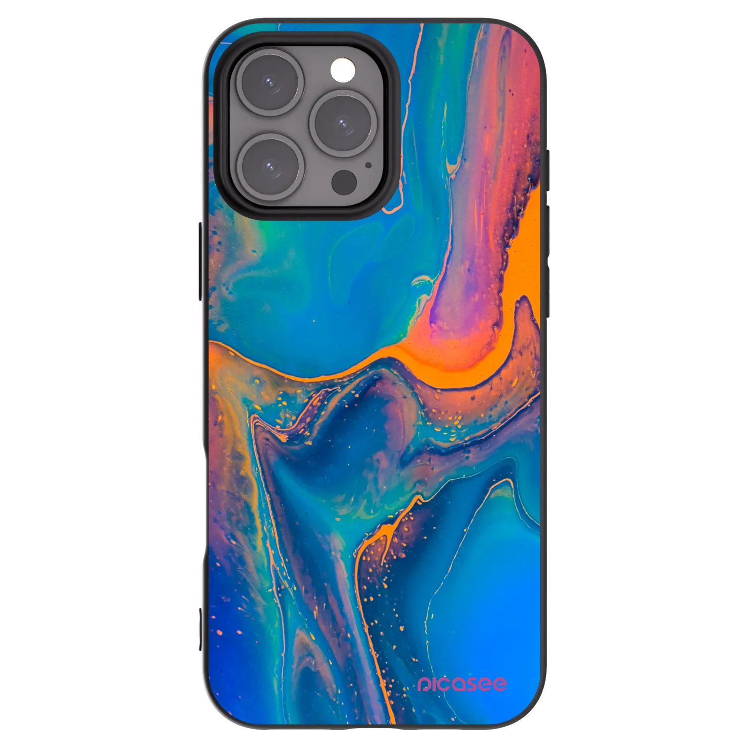 Picasee silikonowe czarne etui na Apple iPhone 16 Pro Max - Rainbow