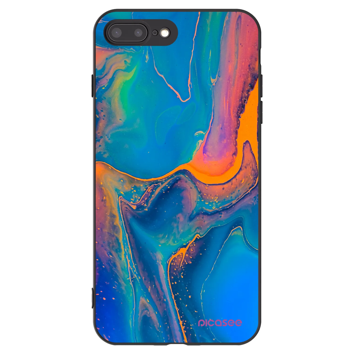 Picasee silikonowe czarne etui na Apple iPhone 7 Plus - Rainbow