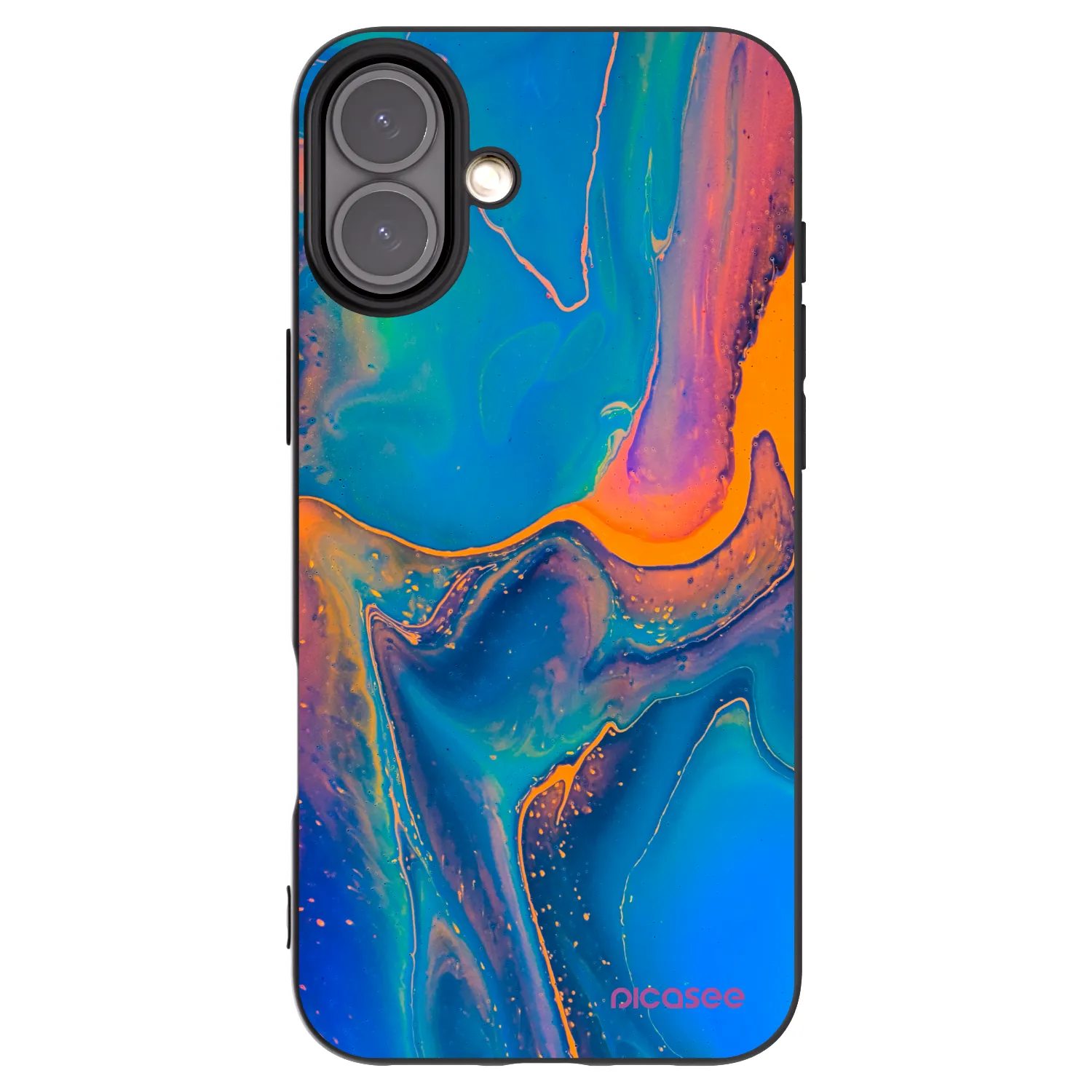 Picasee silikonowe czarne etui na Apple iPhone 16 Plus - Rainbow