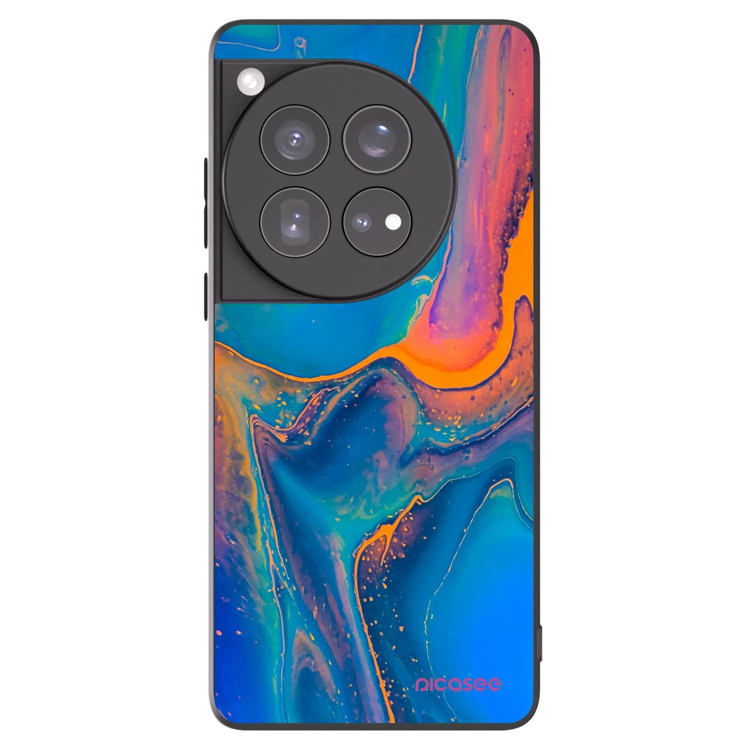 Picasee silikonowe czarne etui na OnePlus 12 5G - Rainbow
