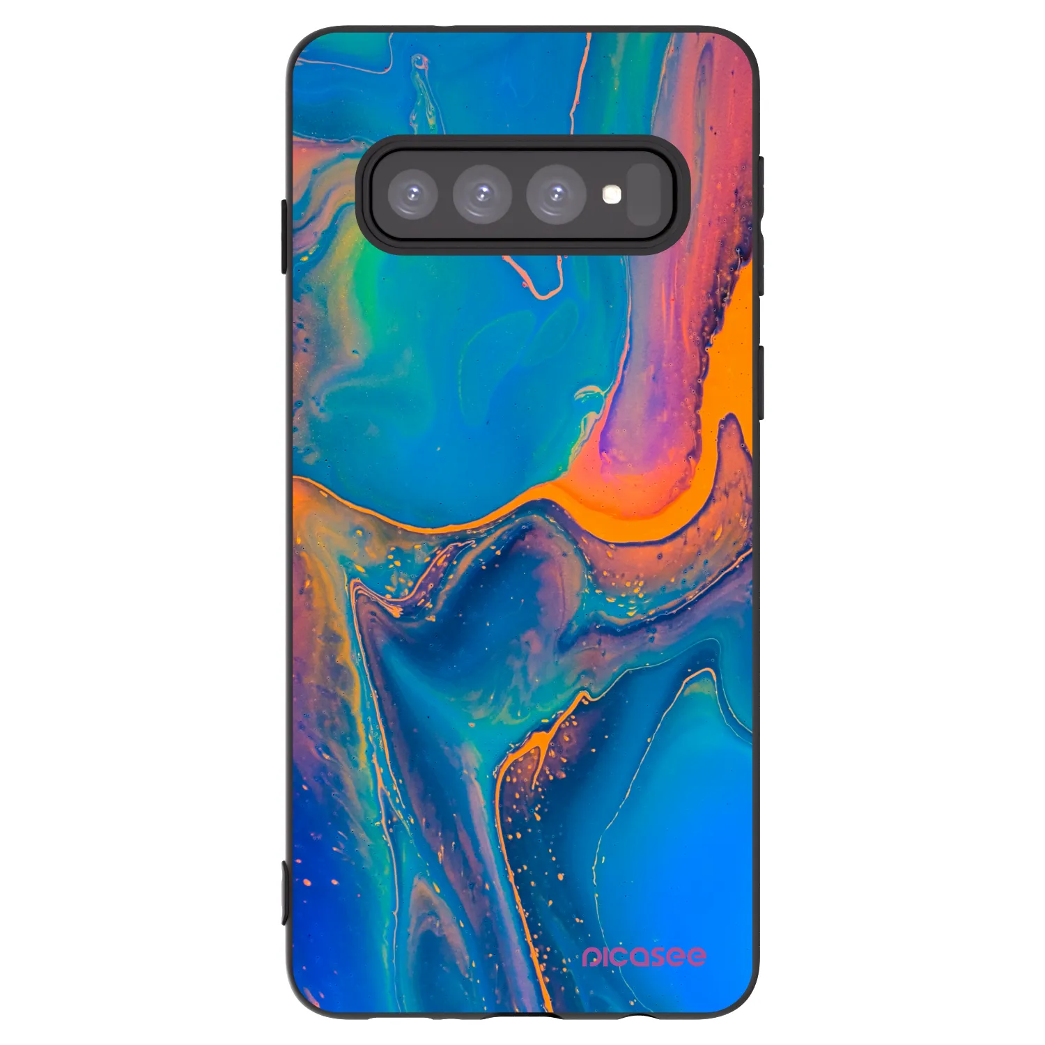 Picasee silikonowe czarne etui na Samsung Galaxy S10 G973 - Rainbow
