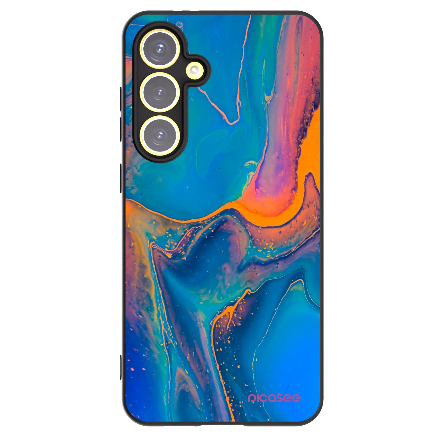 Picasee silikonowe czarne etui na Samsung Galaxy S24 FE S721B - Rainbow