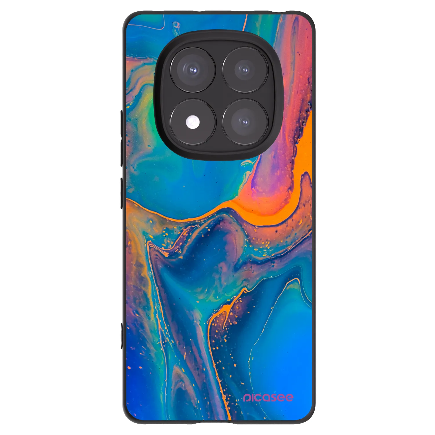 Picasee silikonowe czarne etui na Xiaomi Redmi Note 14 Pro 5G - Rainbow