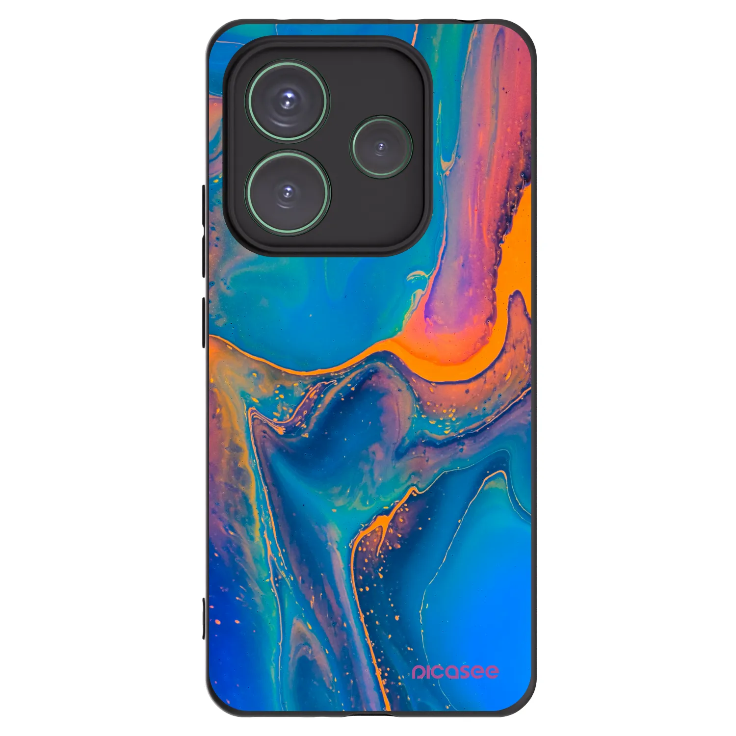 Picasee silikonowe czarne etui na Xiaomi Redmi Note 14 5G - Rainbow