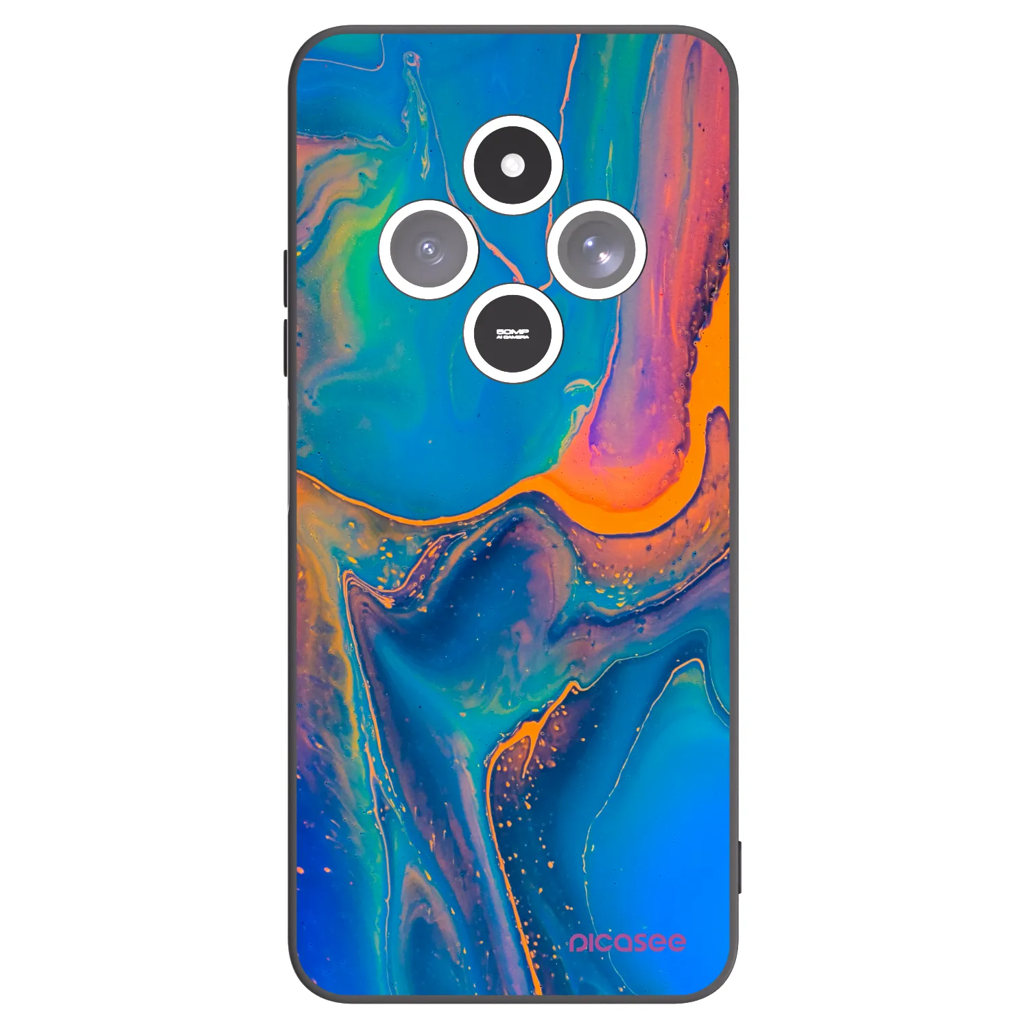 Picasee silikonowe czarne etui na Xiaomi Redmi 14C - Rainbow