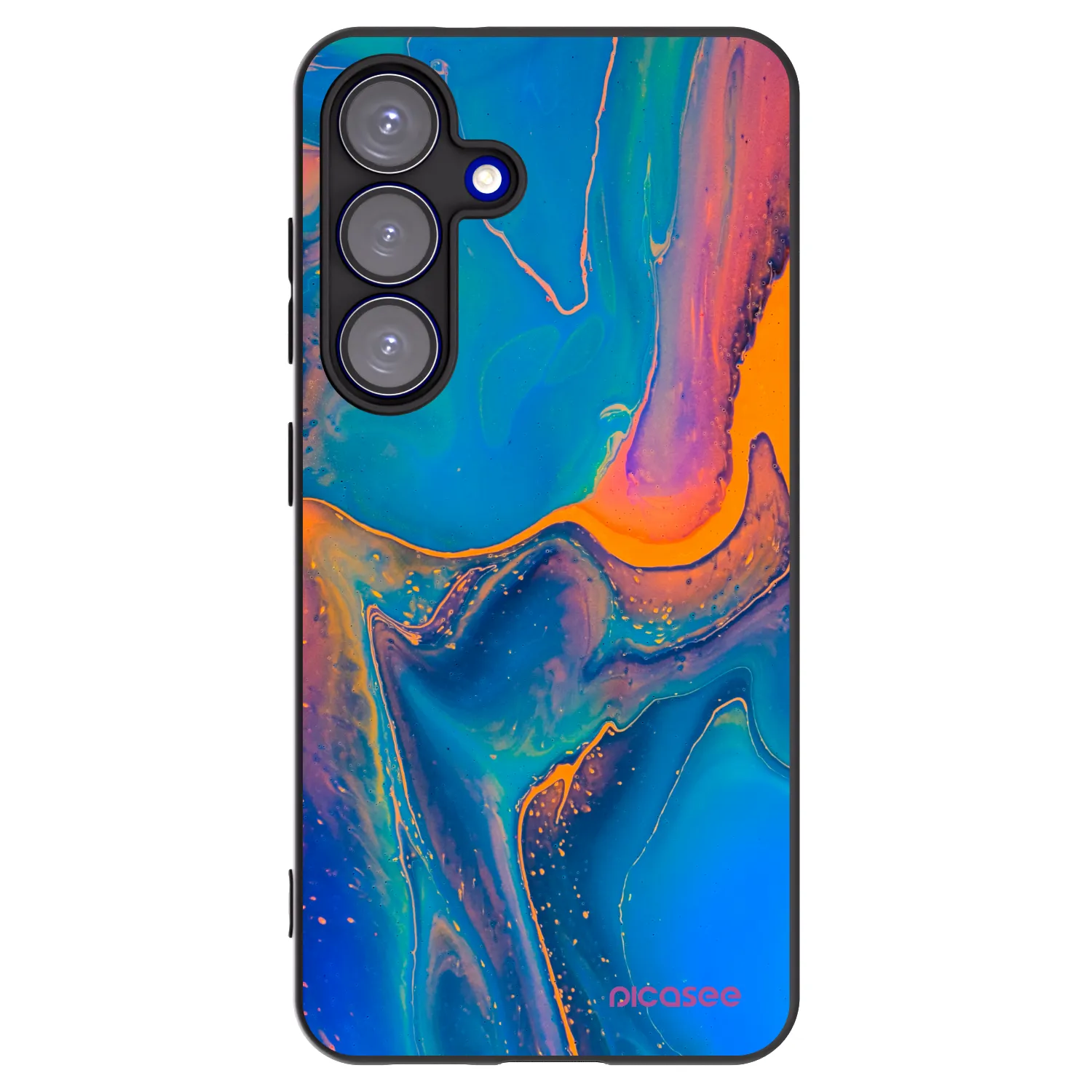 Picasee silikonowe czarne etui na Samsung Galaxy S25 5G - Rainbow