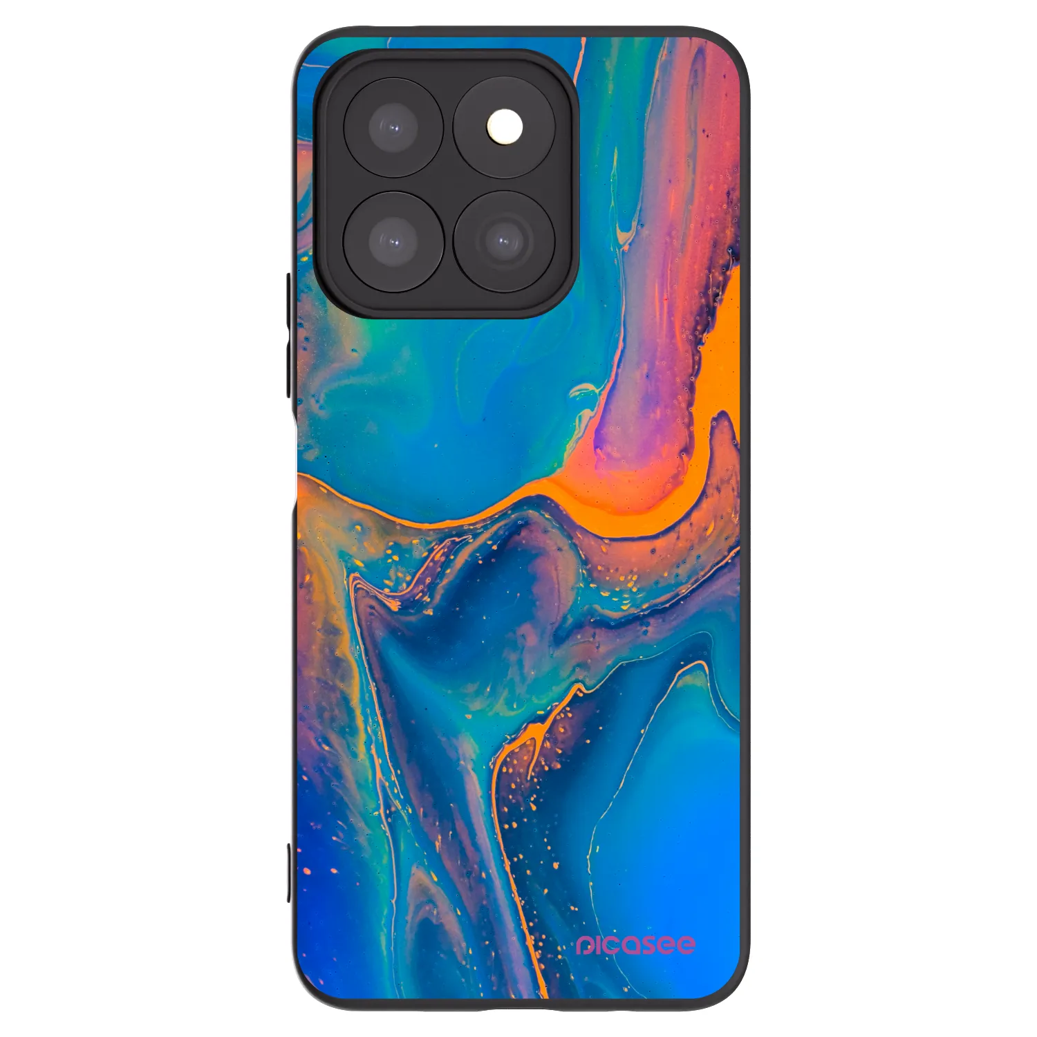 Picasee silikonowe czarne etui na Honor X8c - Rainbow