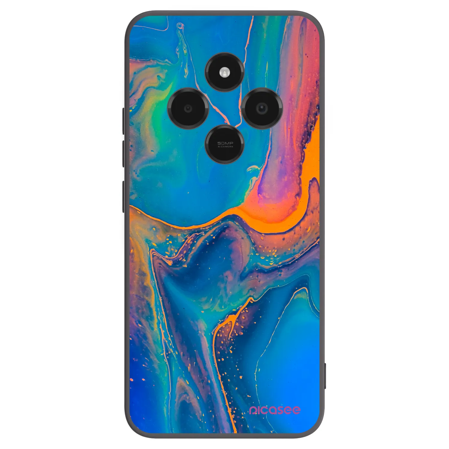 Picasee silikonowe czarne etui na Xiaomi Poco C75 - Rainbow