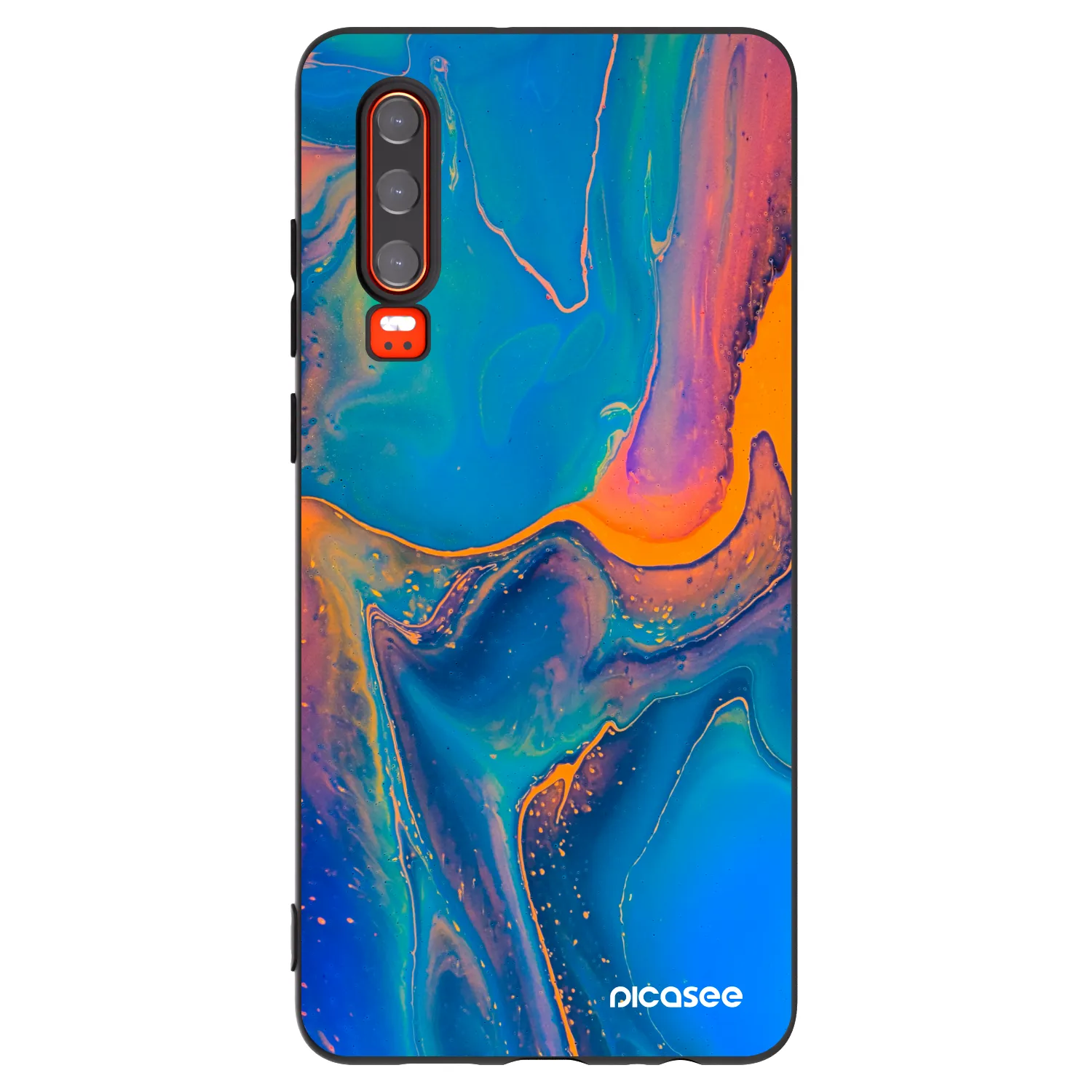 Picasee silikonowe czarne etui na Huawei P30 - Rainbow
