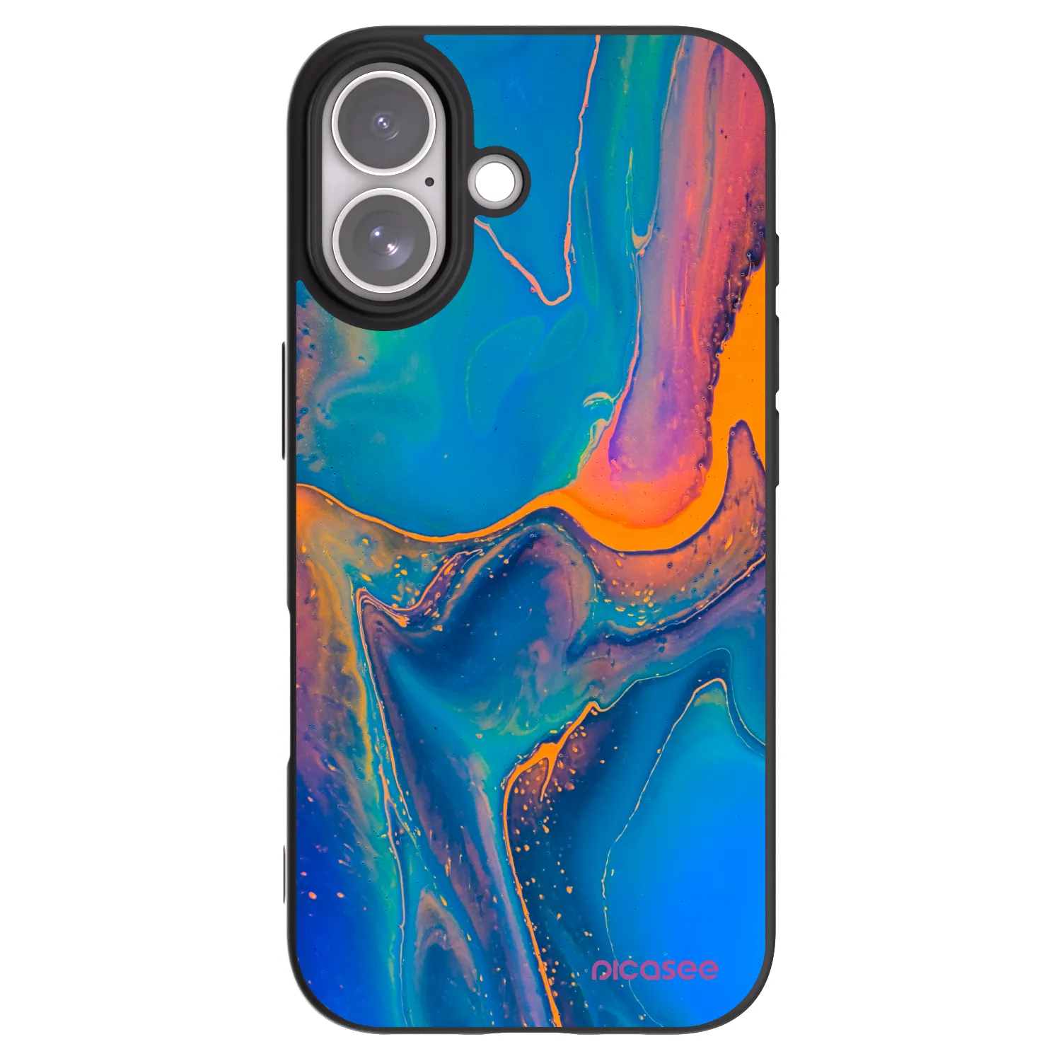 Picasee silikonowe czarne etui na Apple iPhone 17 - Rainbow