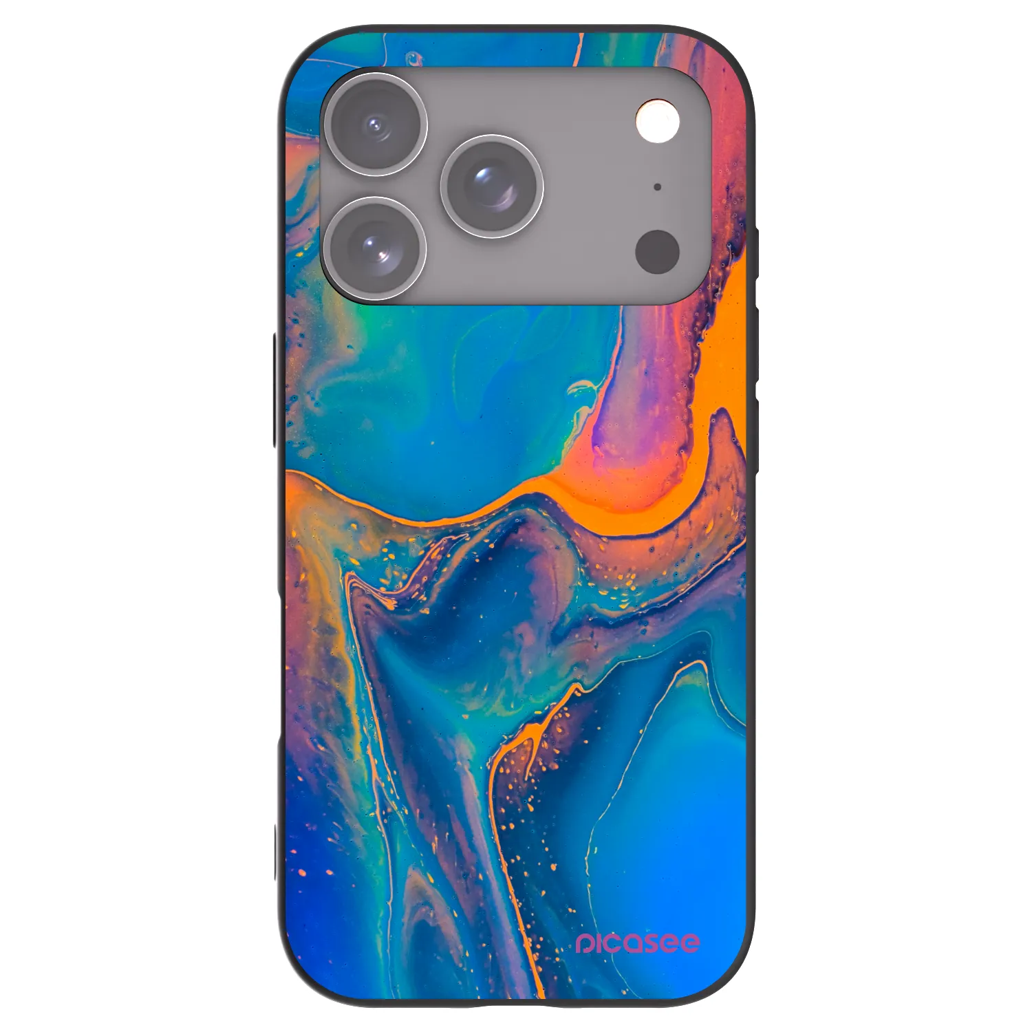 Picasee silikonowe czarne etui na Apple iPhone 17 Pro - Rainbow