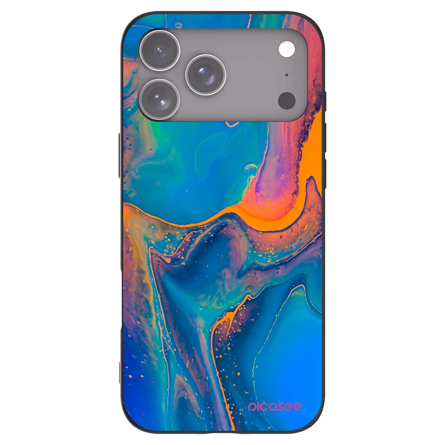 Picasee silikonowe czarne etui na Apple iPhone 17 Pro Max - Rainbow