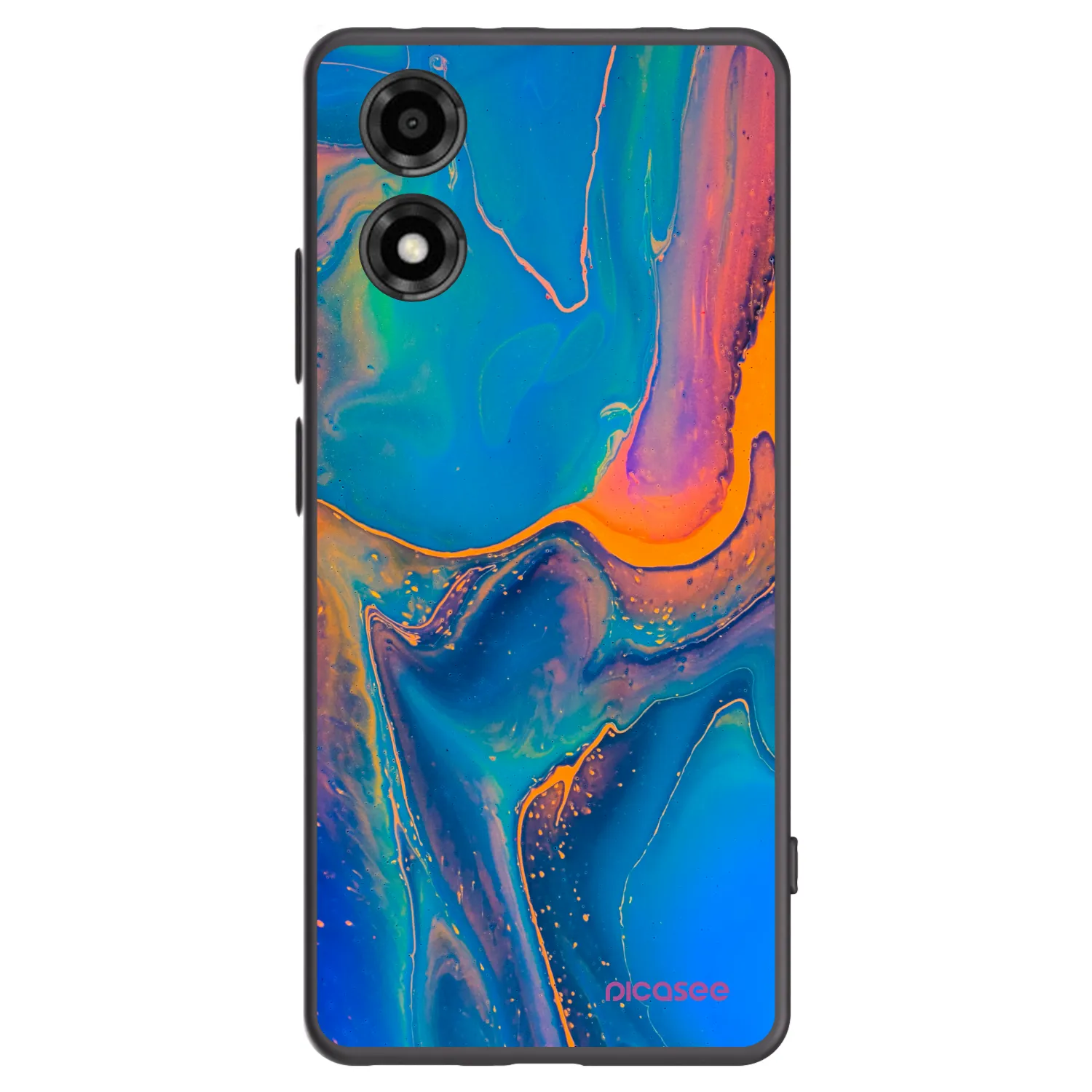 Picasee silikonowe czarne etui na Motorola Moto E14 - Rainbow