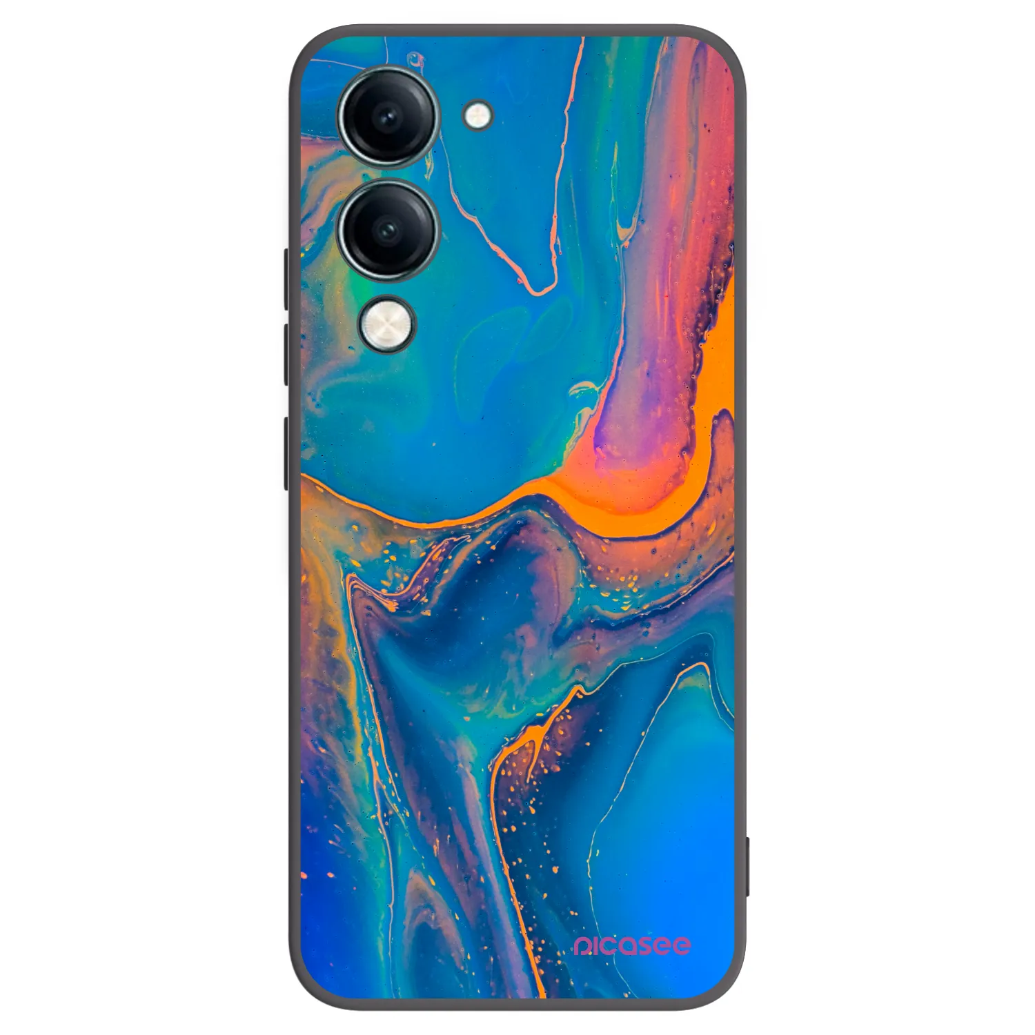 Picasee silikonowe czarne etui na Vivo Y29s 5G - Rainbow