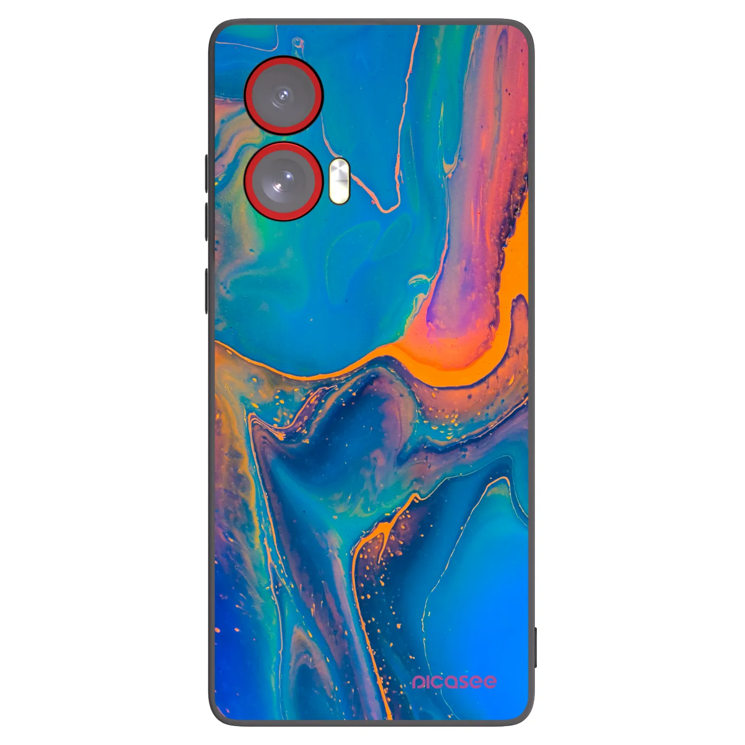 Picasee silikonowe czarne etui na Motorola Edge 50 Fusion - Rainbow