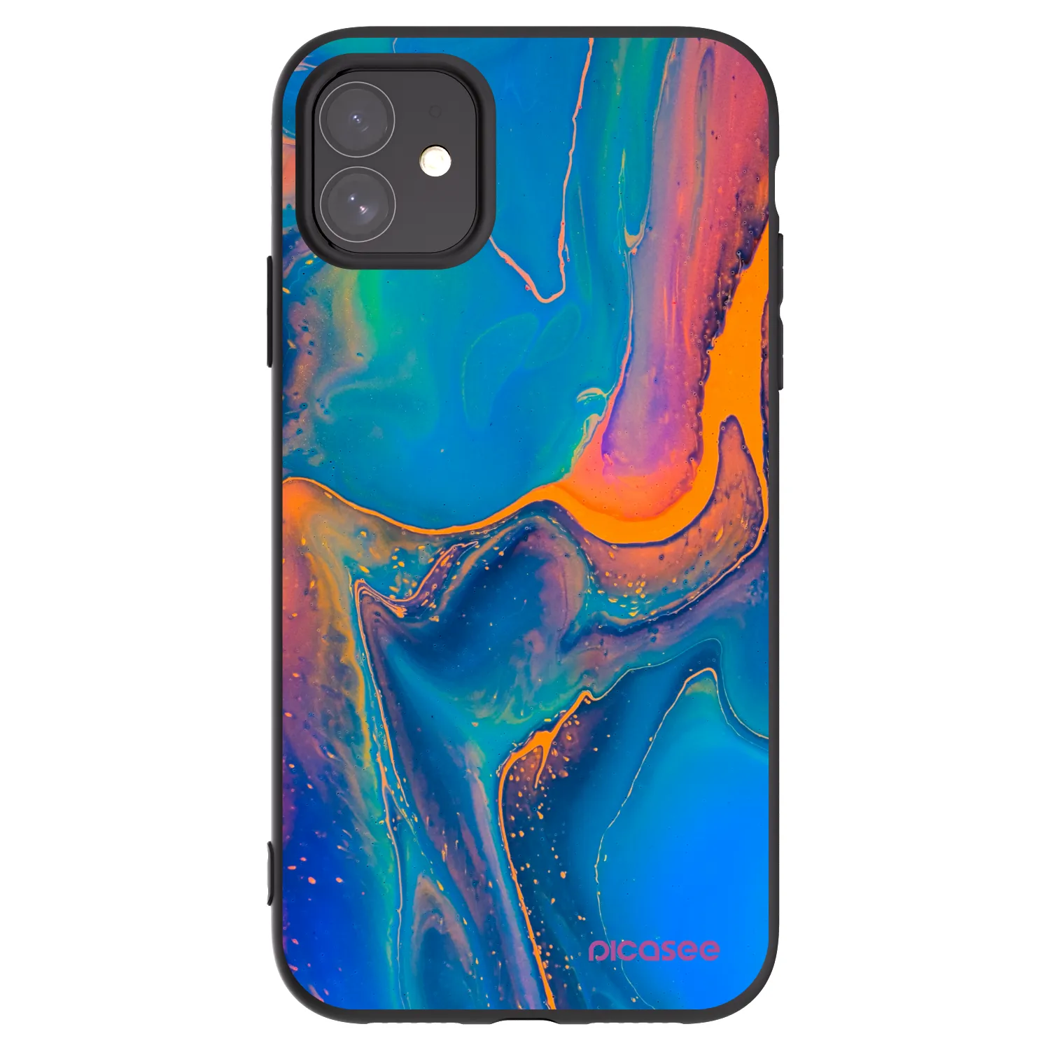 Picasee silikonowe czarne etui na Apple iPhone 11 - Rainbow