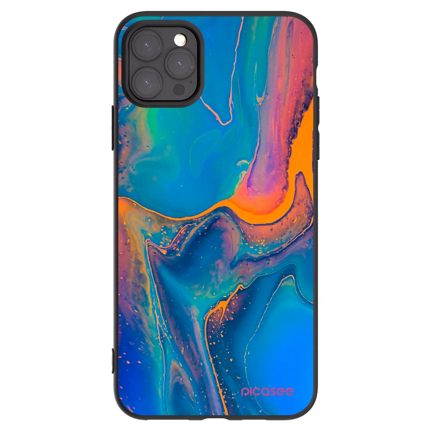 Picasee silikonowe czarne etui na Apple iPhone 11 Pro Max - Rainbow