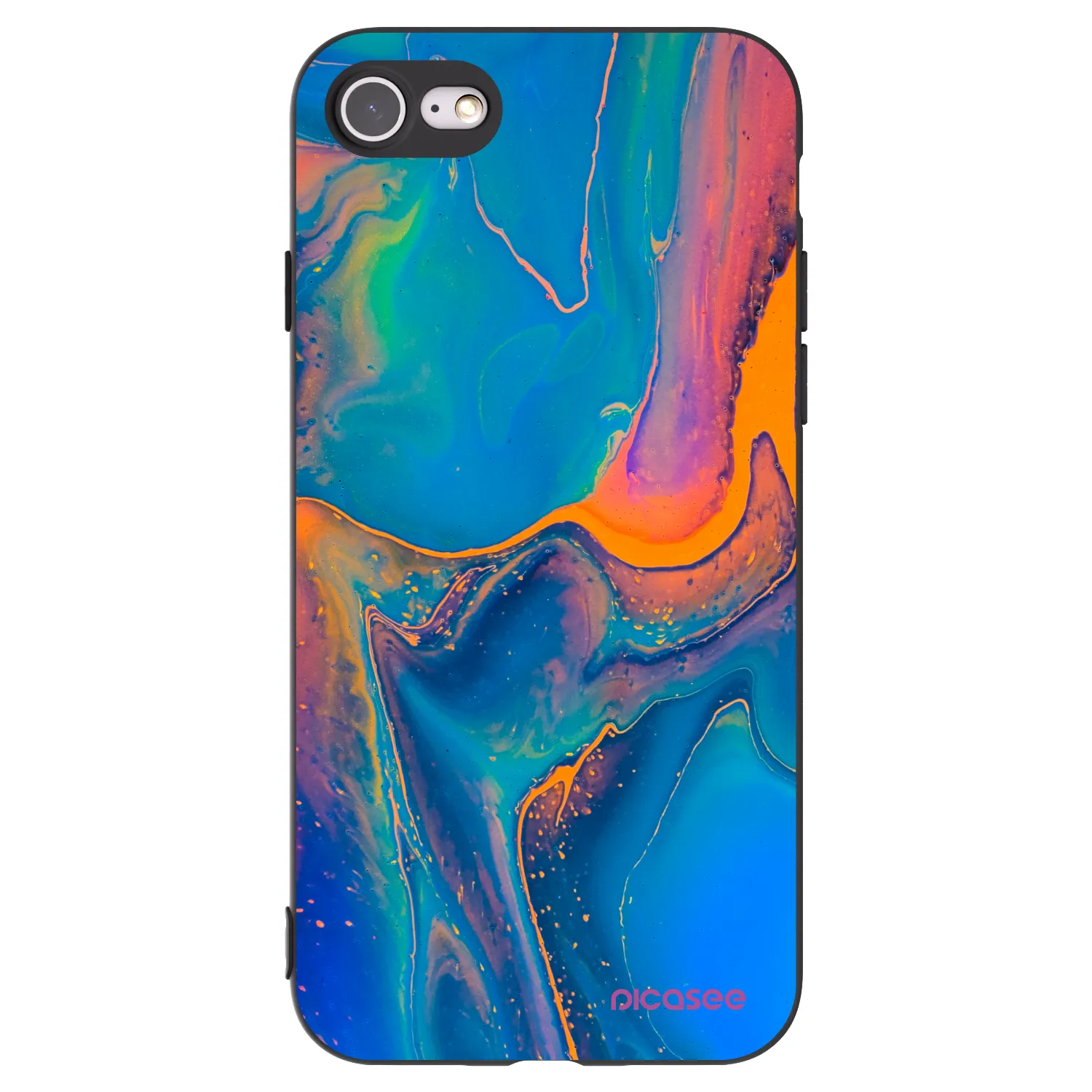 Picasee silikonowe czarne etui na Apple iPhone SE 2020 - Rainbow